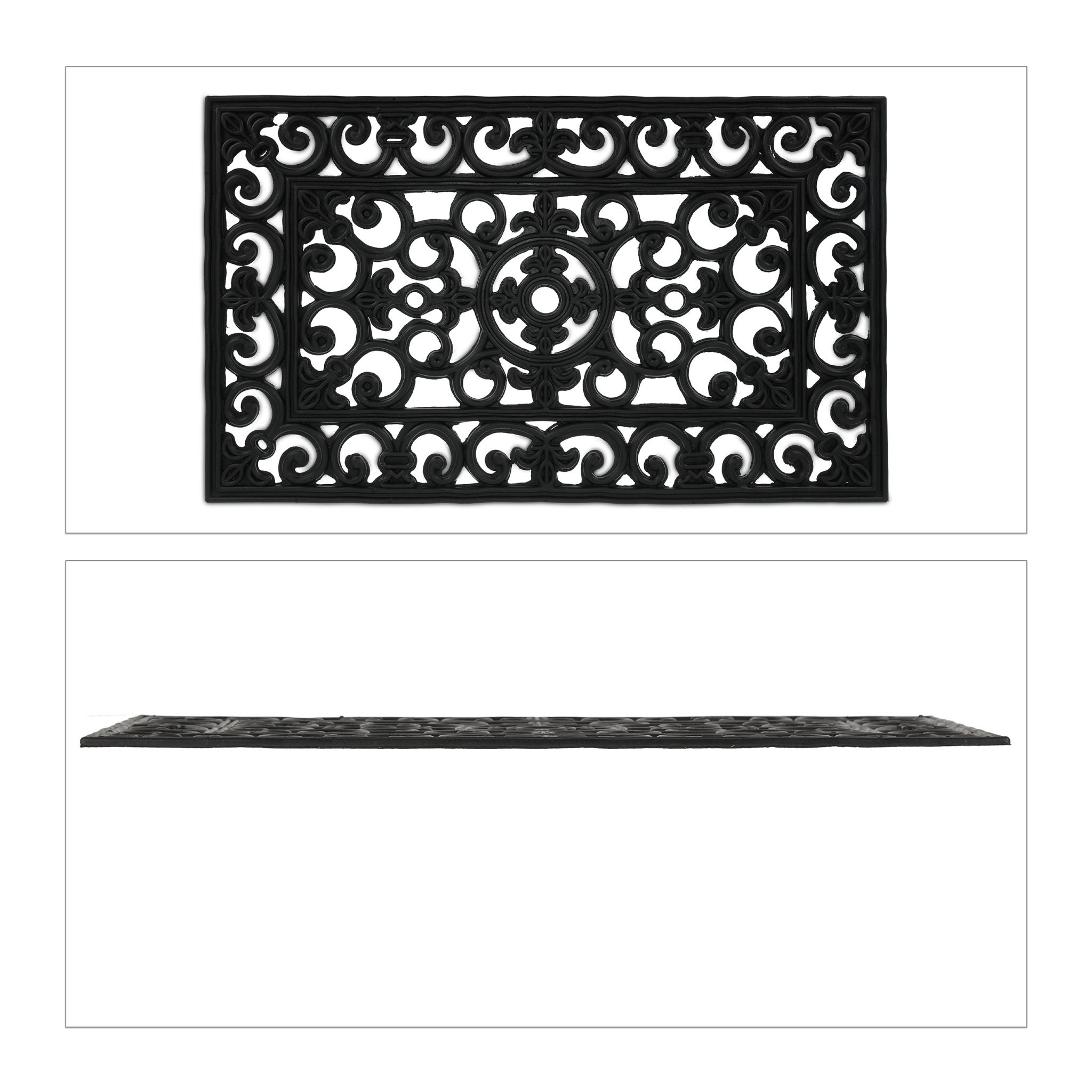 Gummi Fussmatte mit Ornamenten Schwarz von Relaxdays