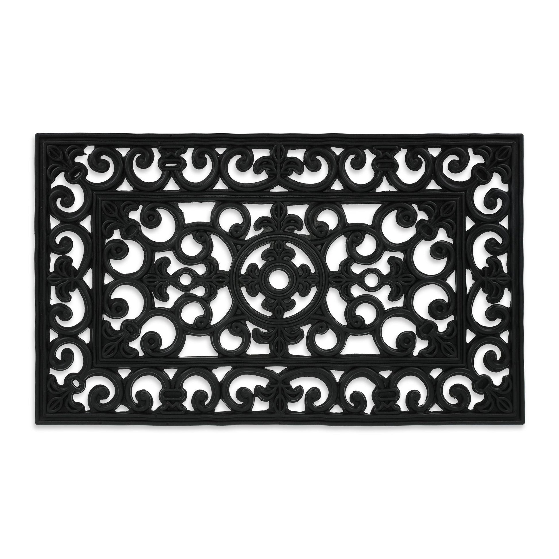 Gummi Fussmatte mit Ornamenten Schwarz von Relaxdays