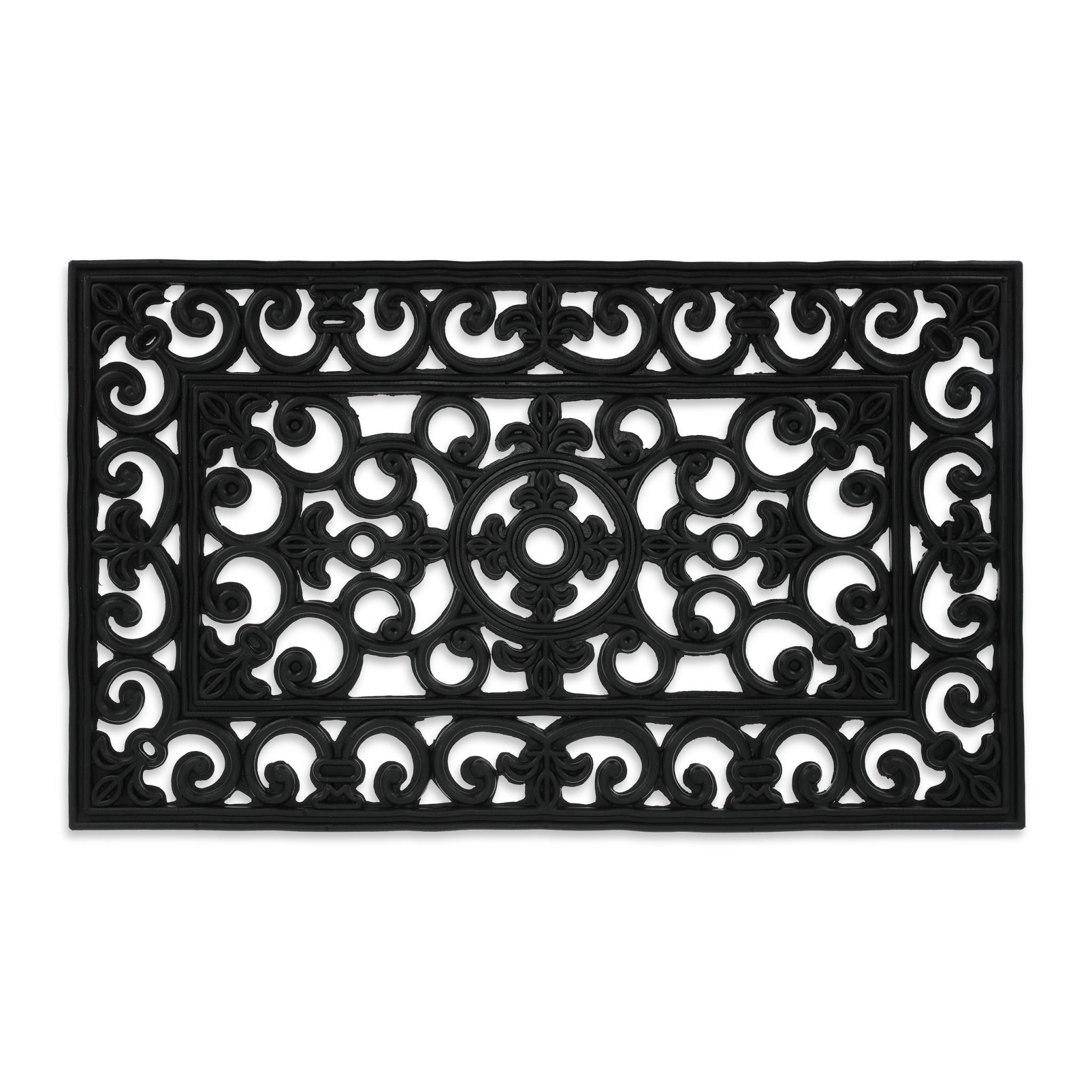Gummi Fussmatte mit Ornamenten Schwarz von Relaxdays