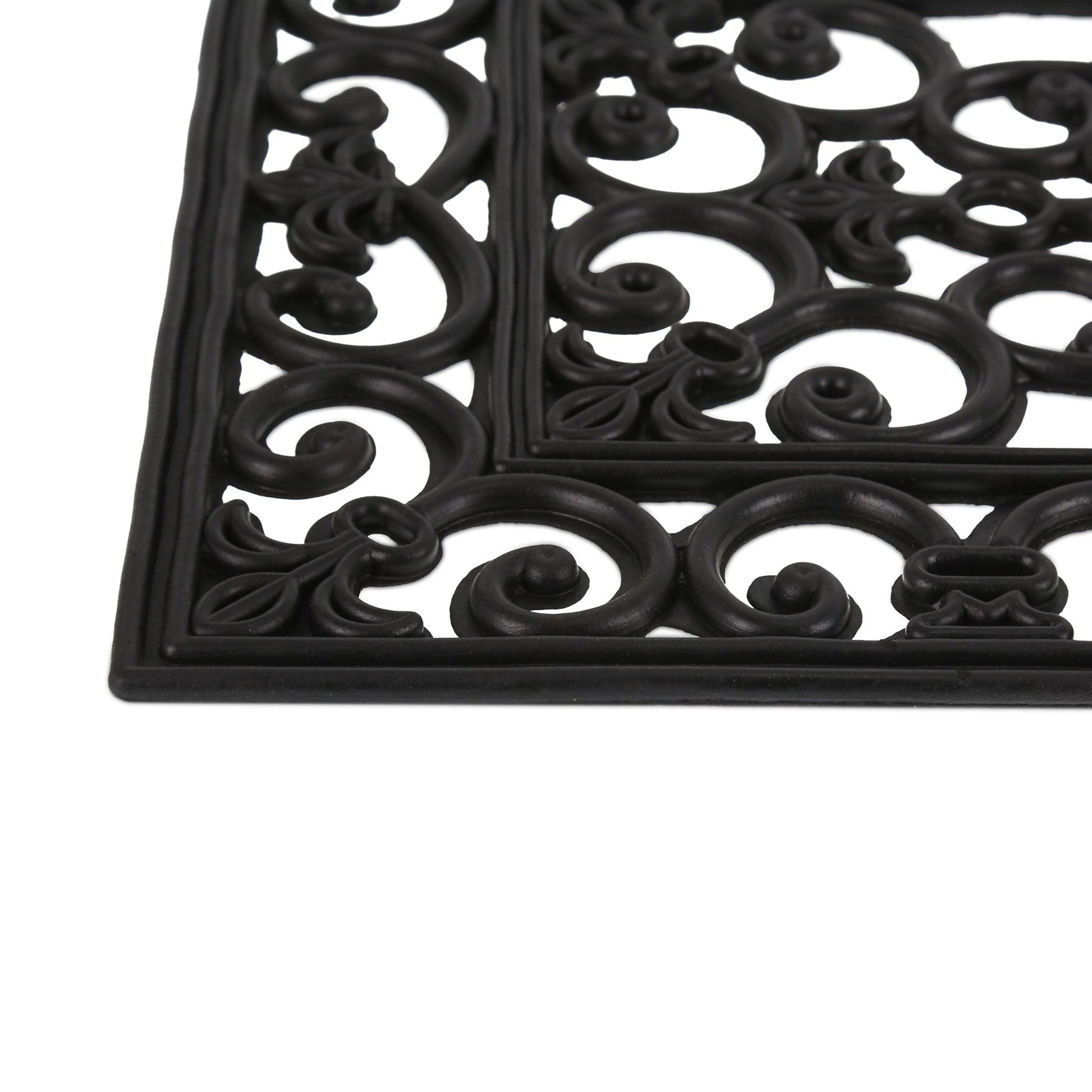 Gummi Fussmatte mit Ornamenten Schwarz von Relaxdays