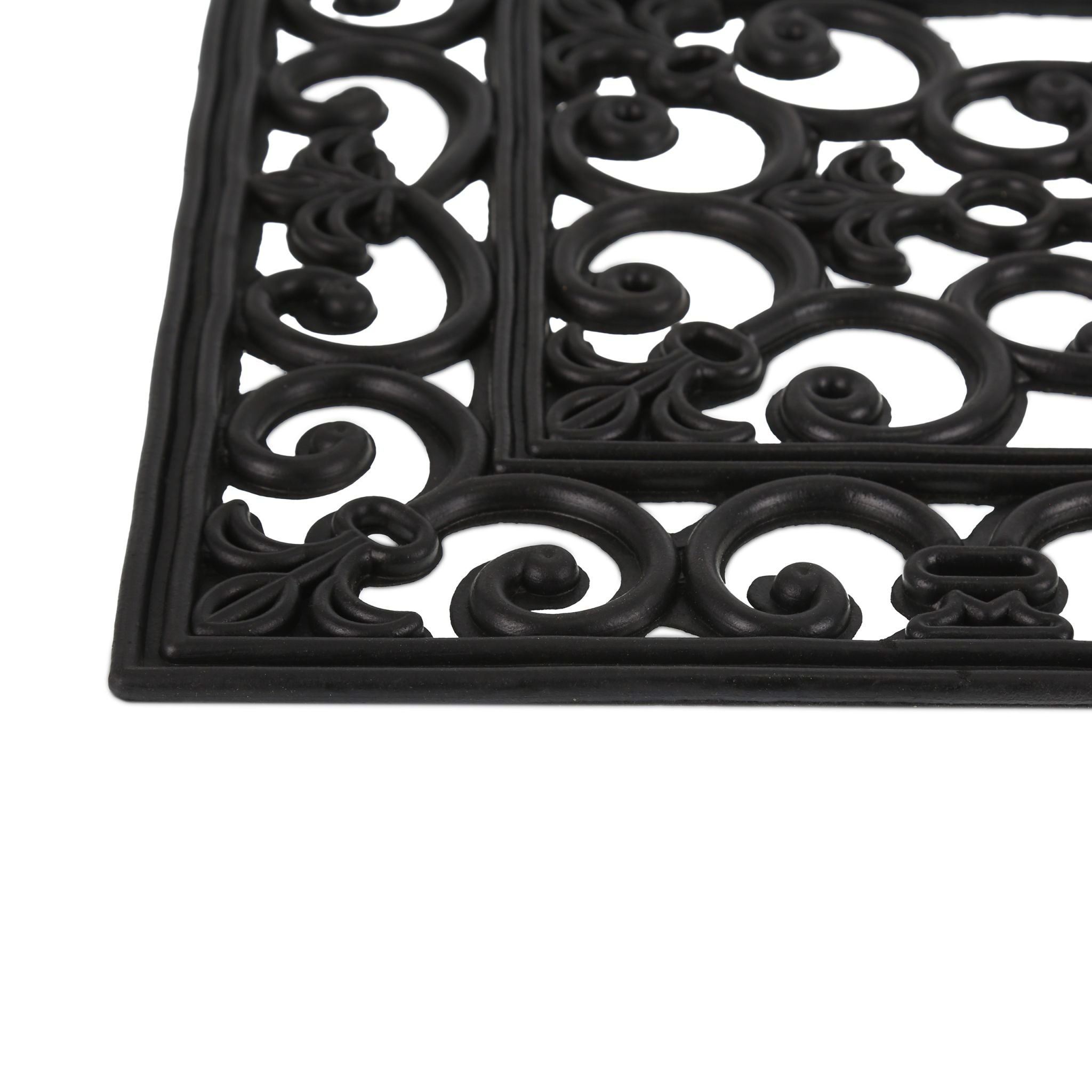 Gummi Fussmatte mit Ornamenten Schwarz von Relaxdays