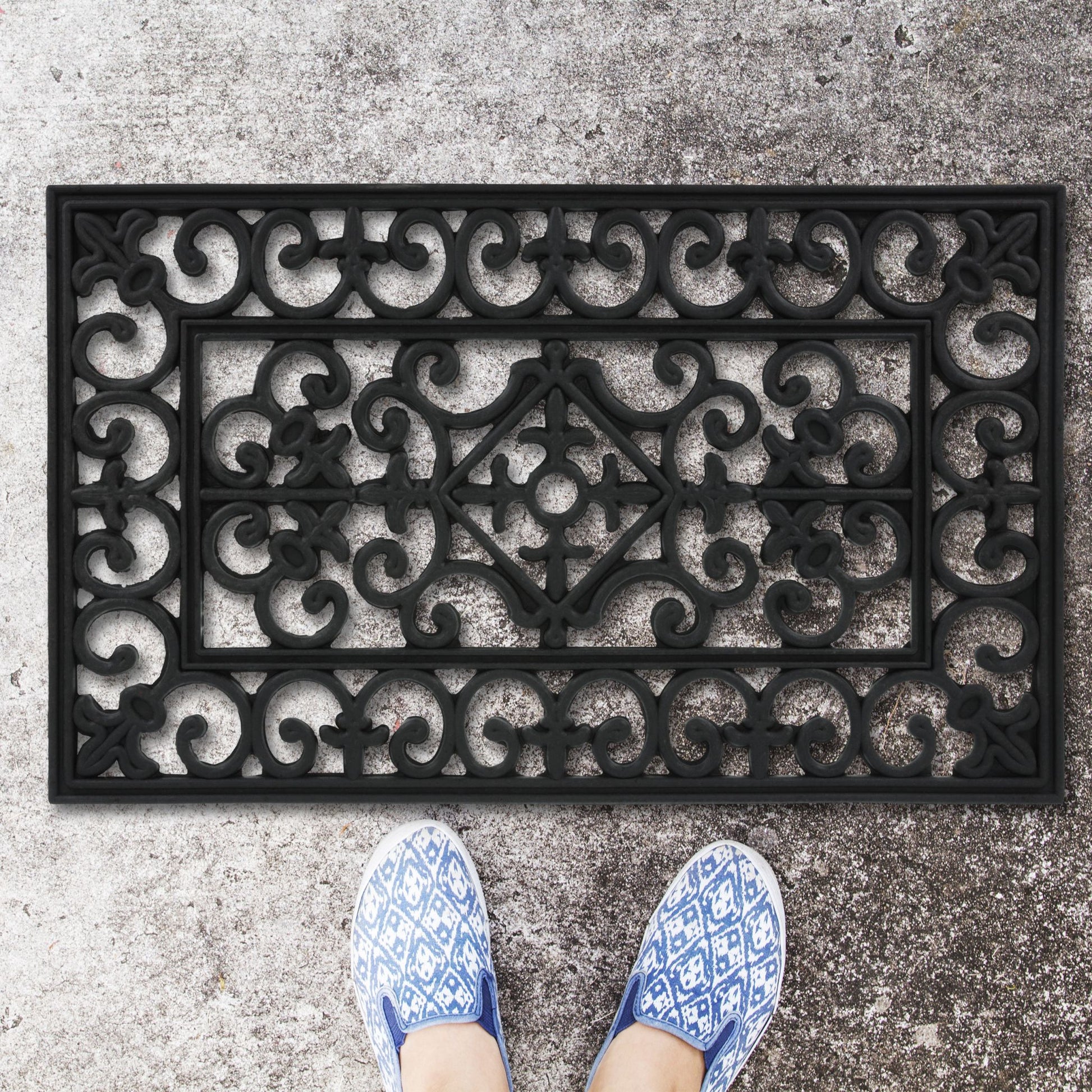 Fussmatte Gummi 45x75cm Schwarz von Relaxdays