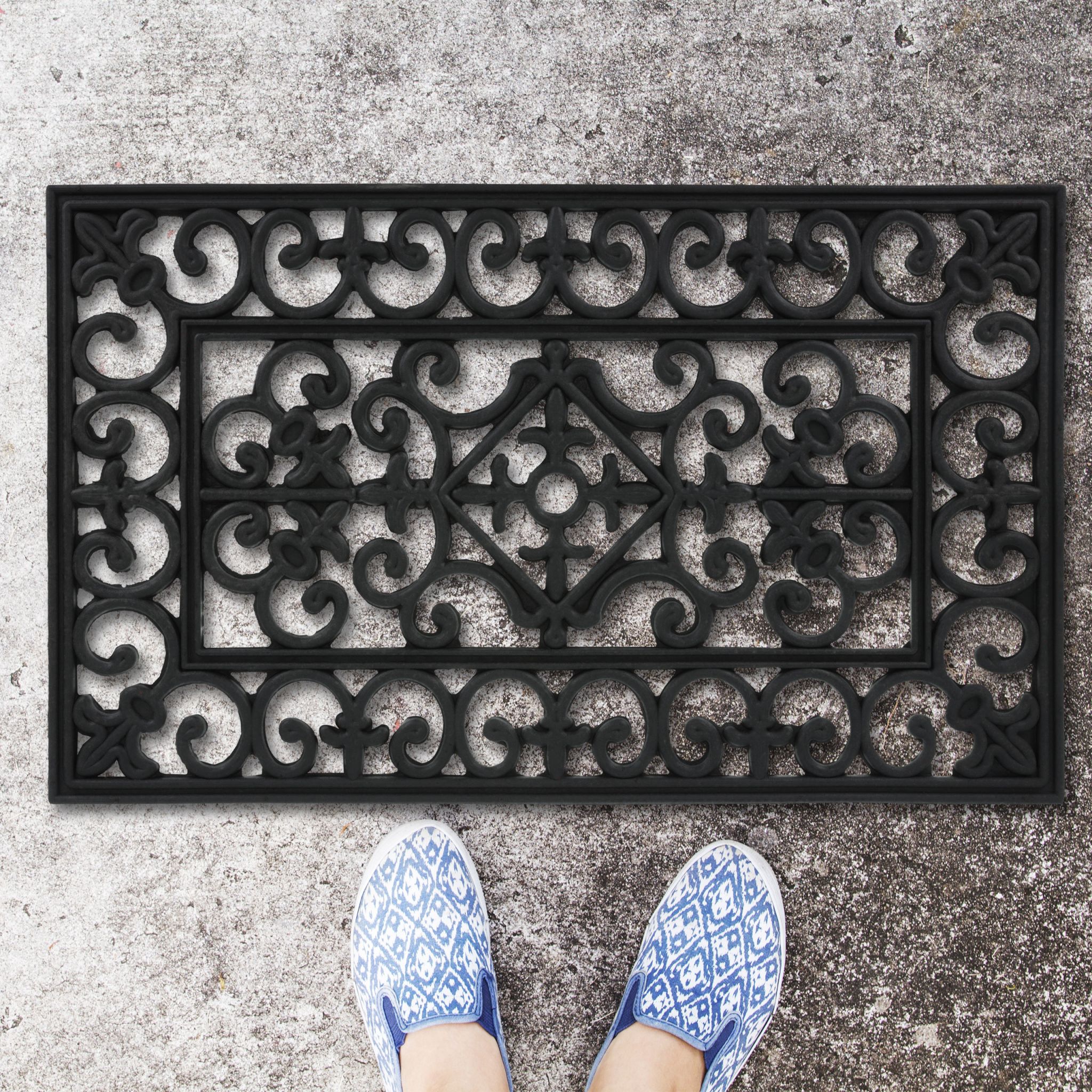 Fussmatte Gummi 45x75cm Schwarz von Relaxdays