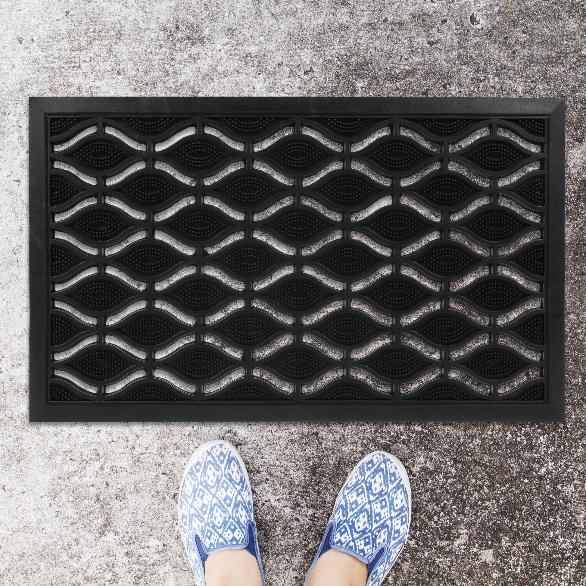 Fussmatte Gummi 45 x 75cm Schwarz von Relaxdays