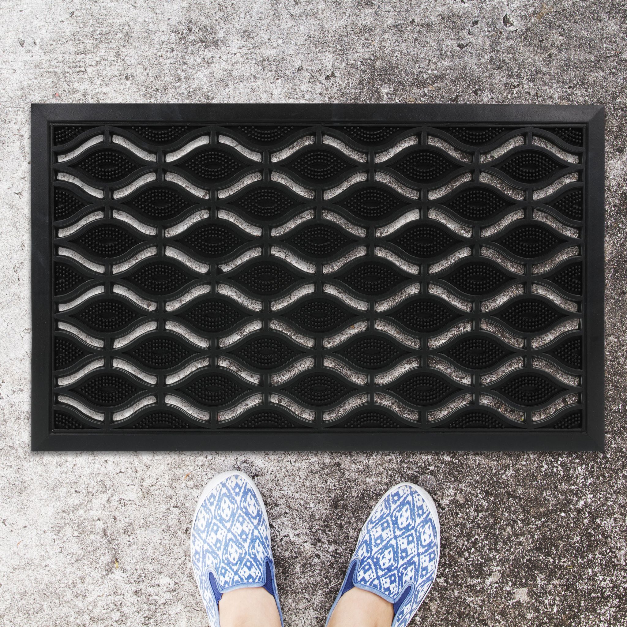 Fussmatte Gummi 45 x 75cm Schwarz von Relaxdays