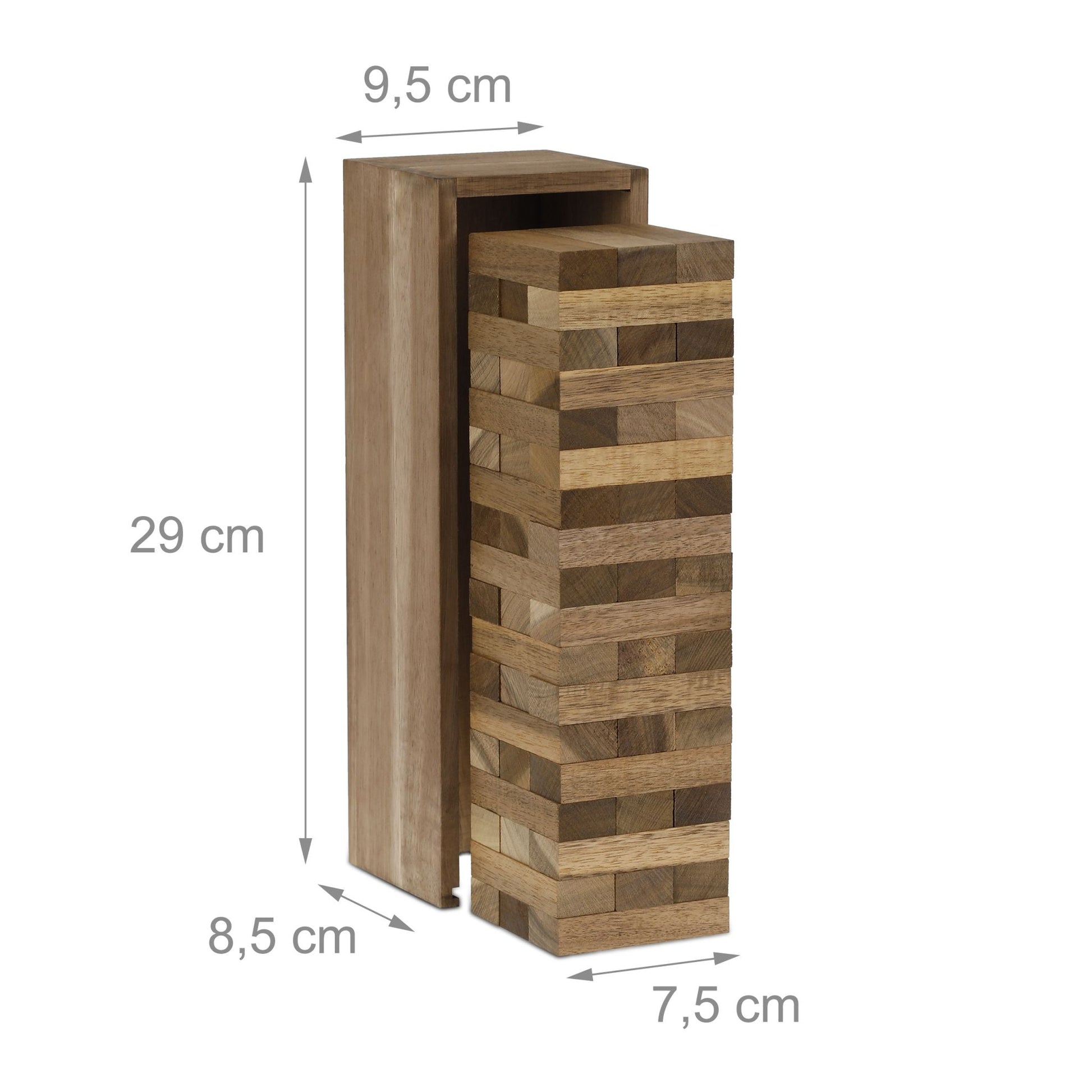 Wackelturm mit Holzkiste Braun von Relaxdays