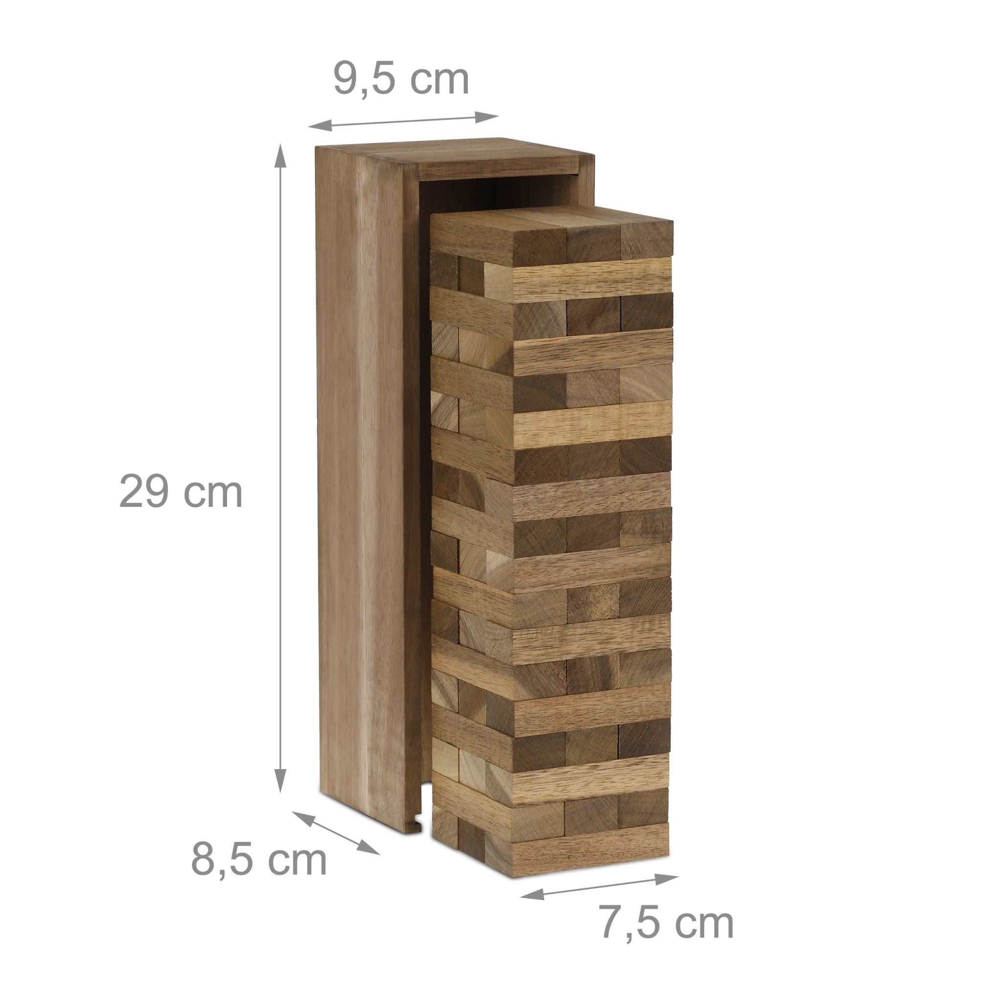 Wackelturm mit Holzkiste Braun von Relaxdays