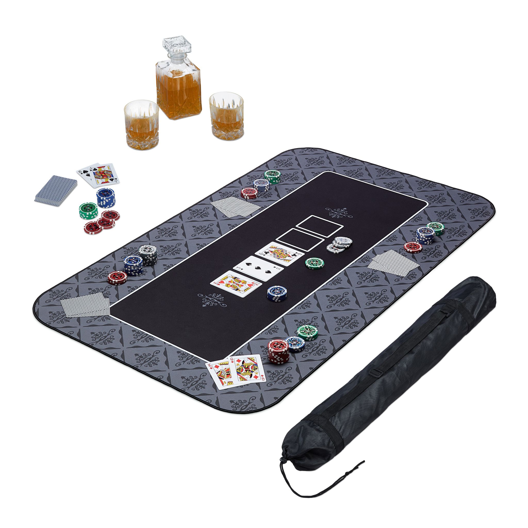 Pokermatte 100x60 Anthrazit-Weiss-Schwarz von Relaxdays