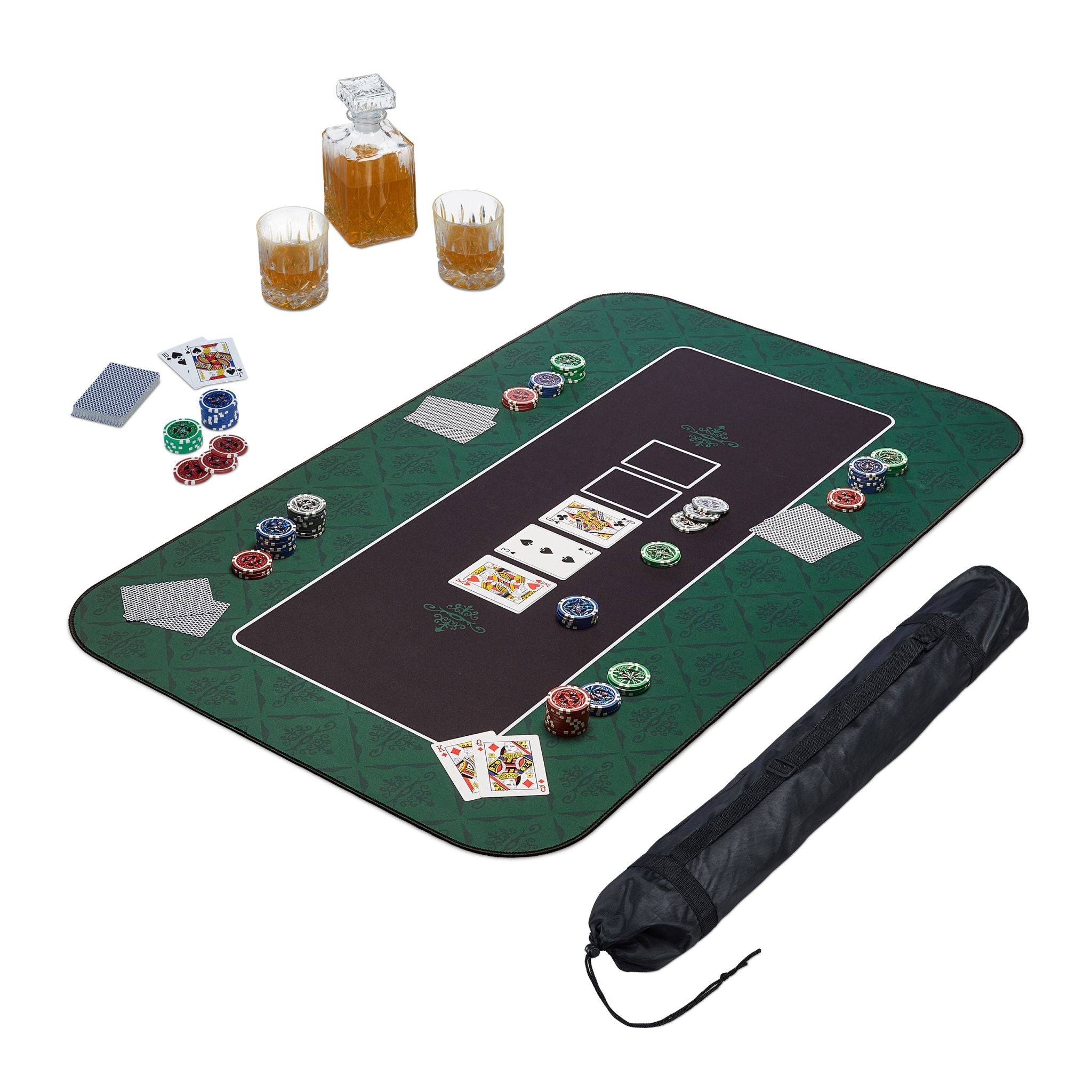 Pokermatte 100x60 Weiss-Dunkelgrün-Schwarz von Relaxdays