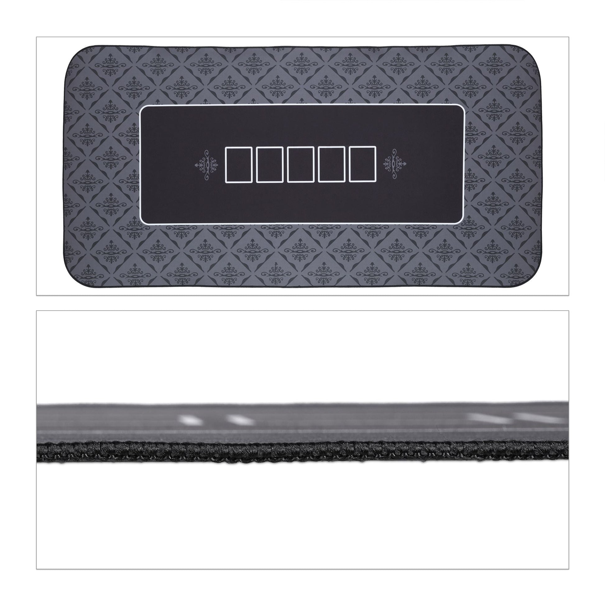 Pokermatte 120x60 Anthrazit-Weiss-Schwarz von Relaxdays
