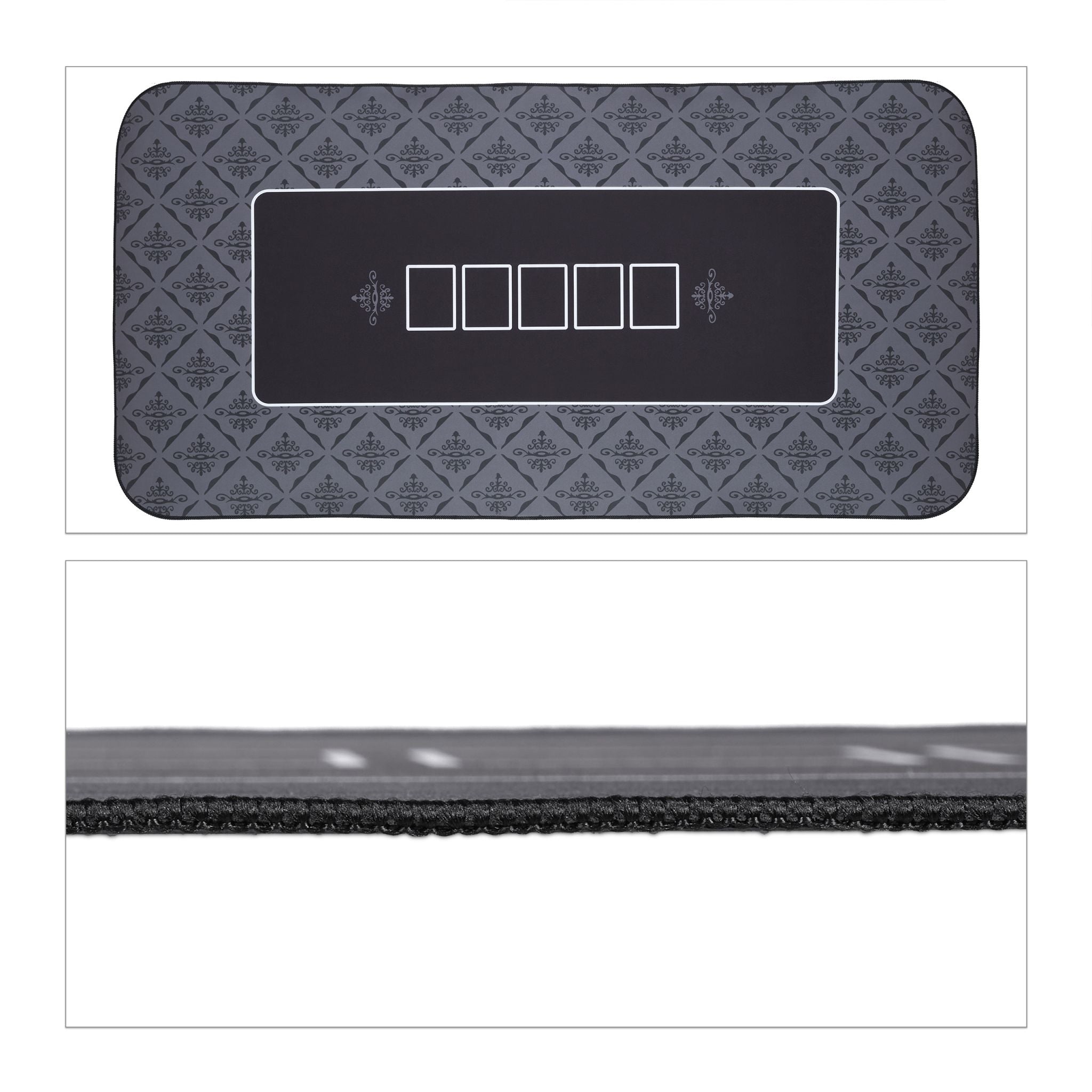 Pokermatte 120x60 Anthrazit-Weiss-Schwarz von Relaxdays