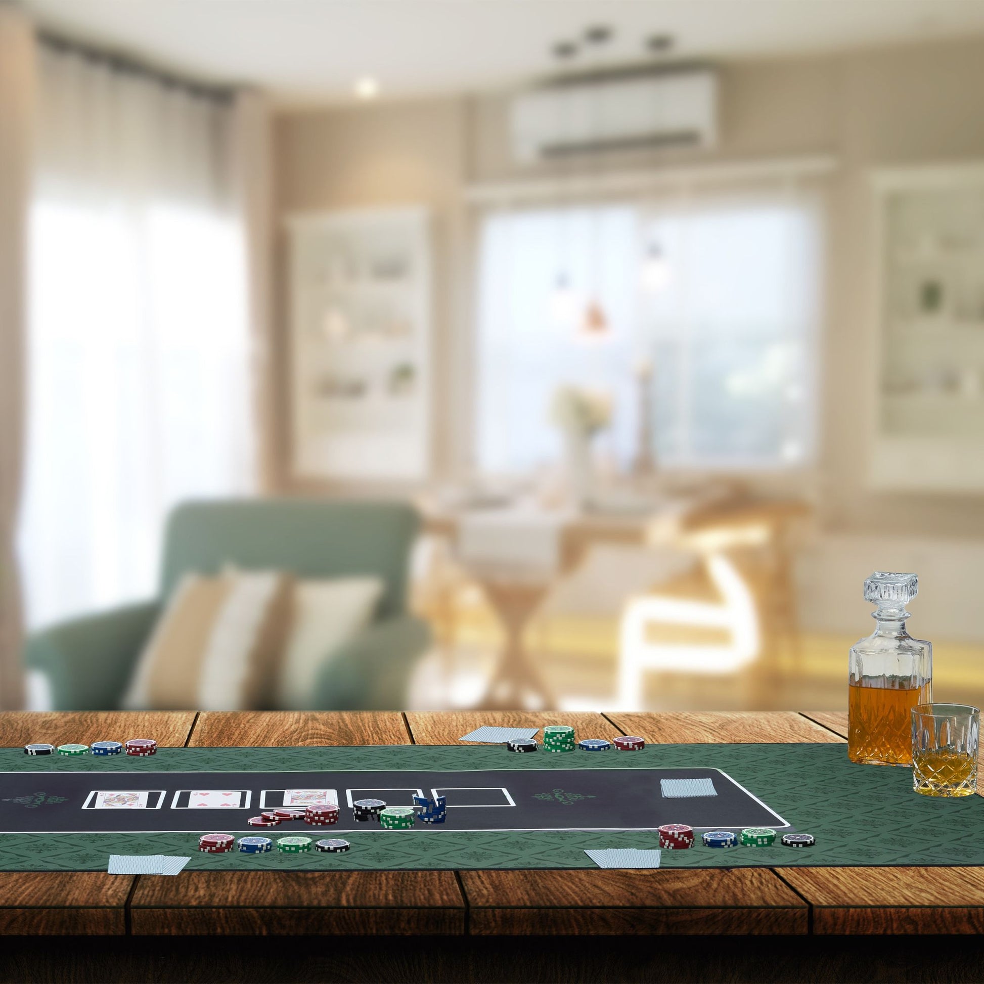 Pokermatte 180x90 Weiss-Dunkelgrün-Schwarz von Relaxdays