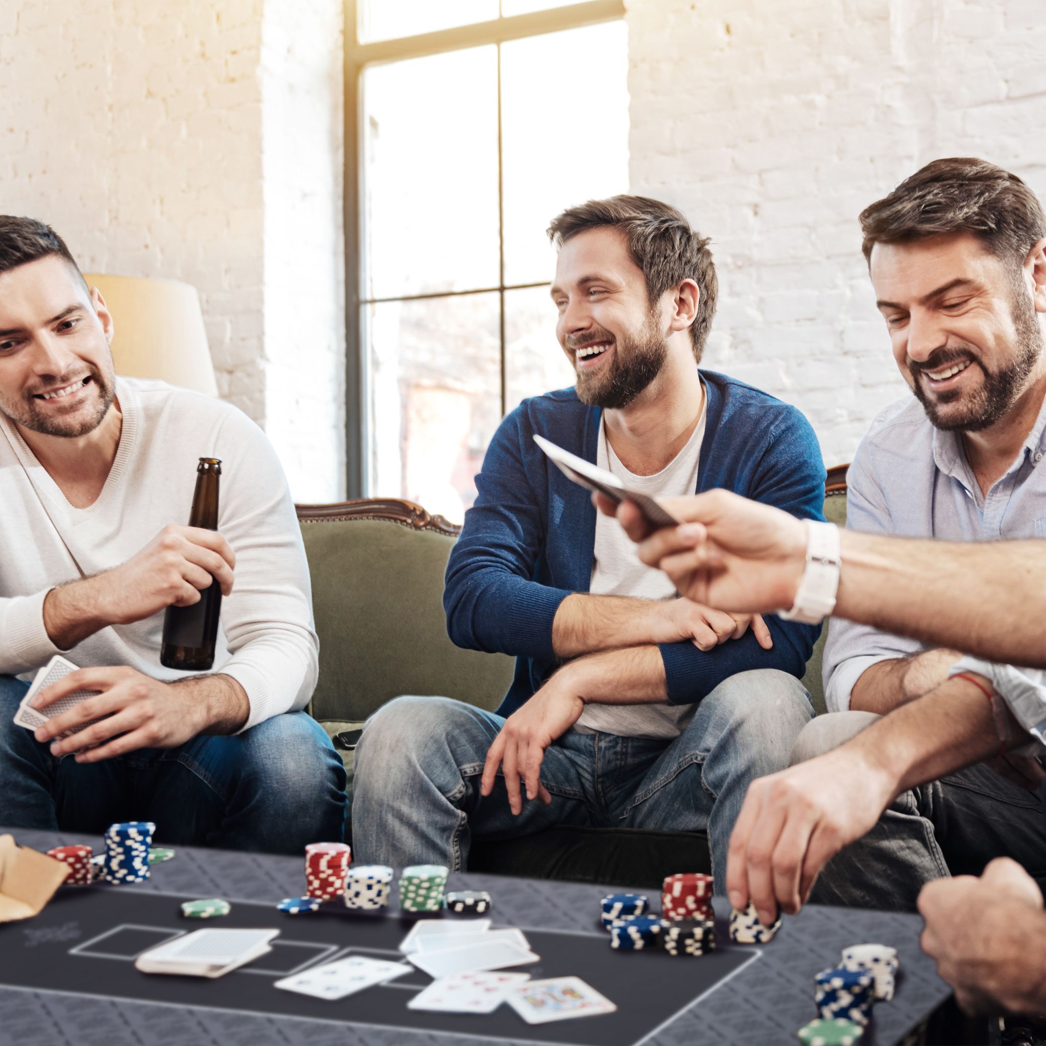 Pokermatte 180x90 Weiss-Dunkelgrün-Schwarz von Relaxdays
