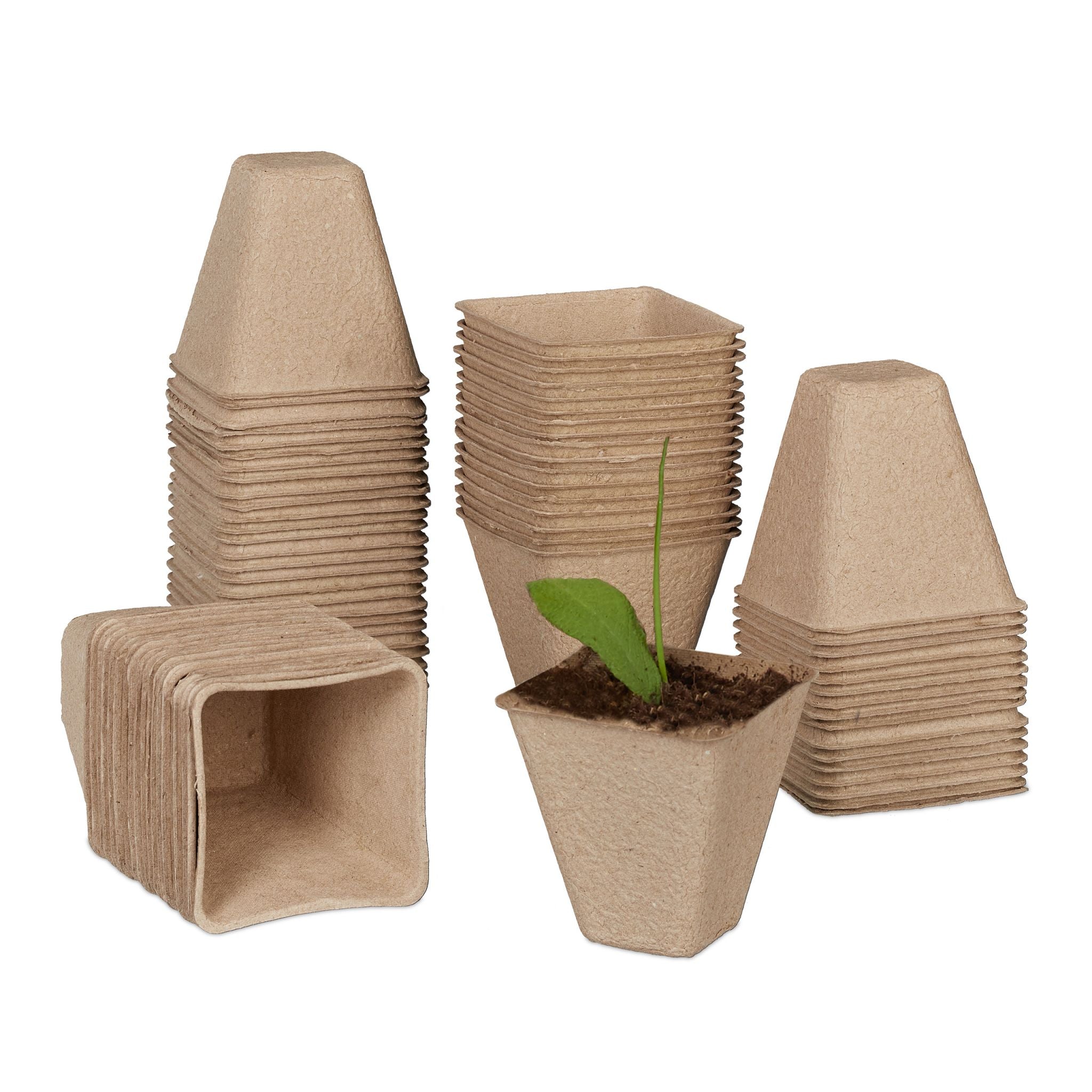Anzuchttöpfe eckig 80er-Set 8cm Hellbraun von Relaxdays