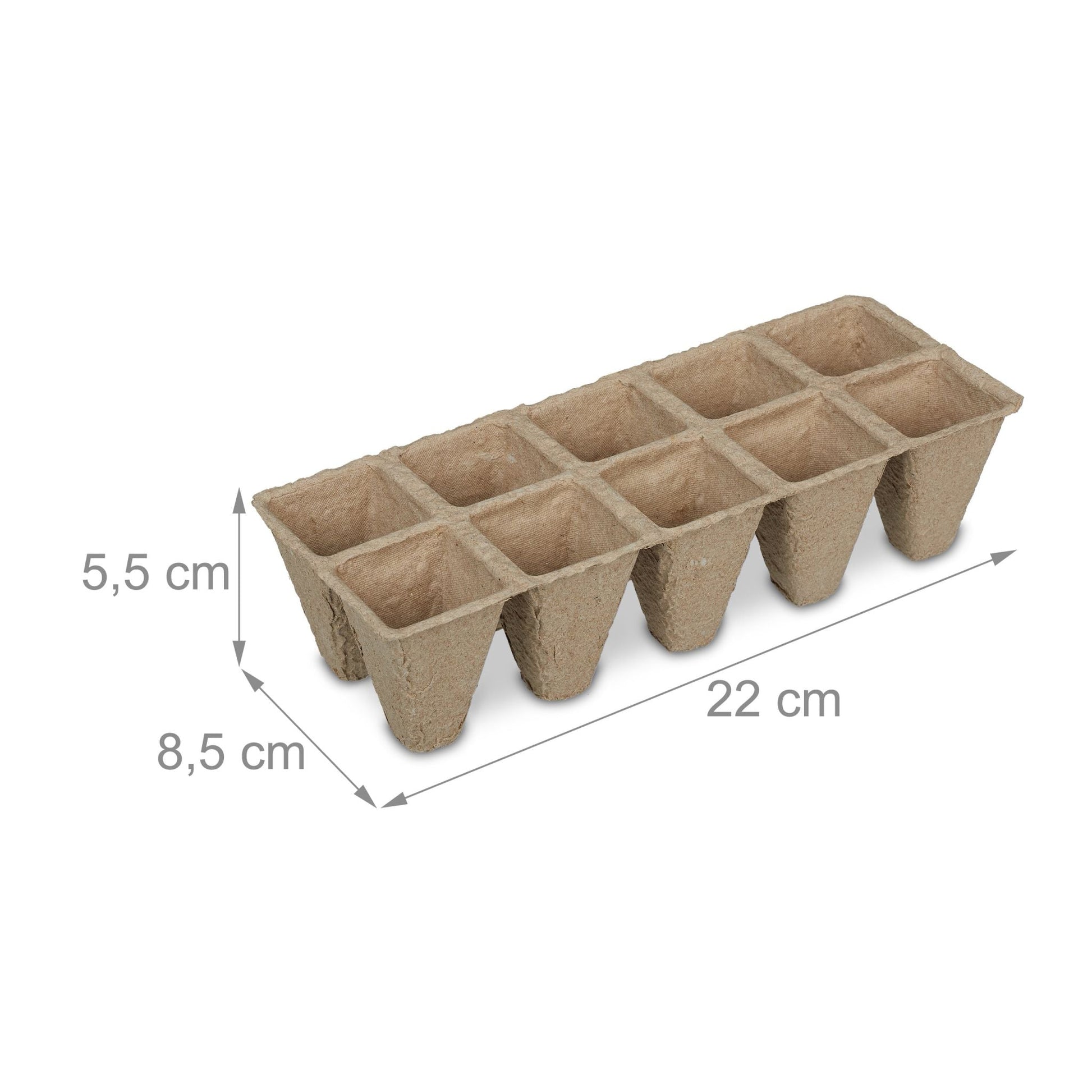 Anzuchttöpfe 24er-Set für 240 Setzlinge Hellbraun von Relaxdays