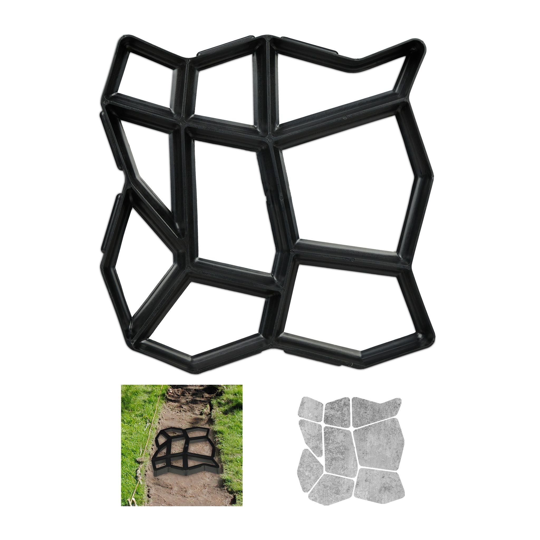 Pflasterform 9 Kammern 42 x 42cm Schwarz von Relaxdays