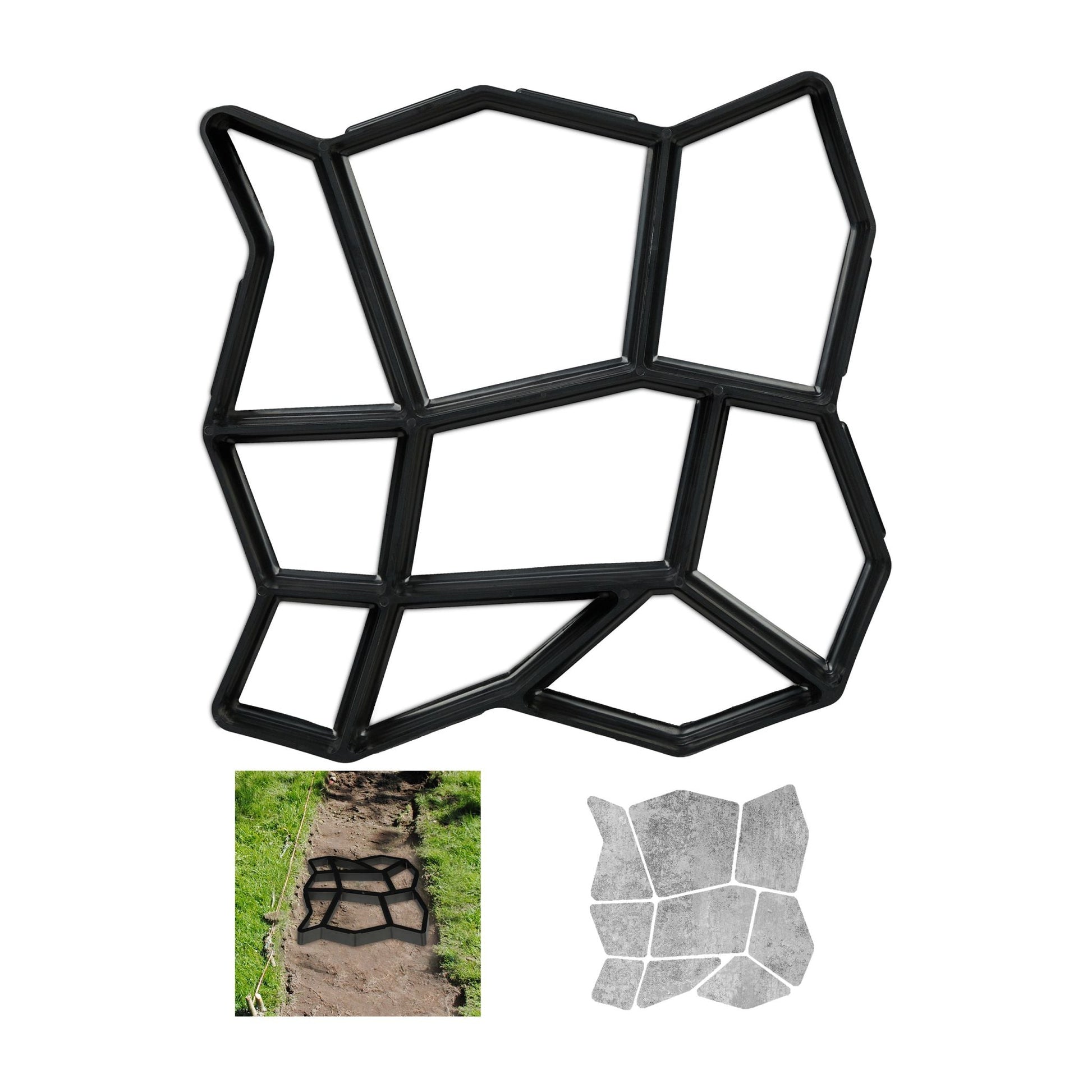 Pflasterform 9 Kammern 35 x 35cm Schwarz von Relaxdays