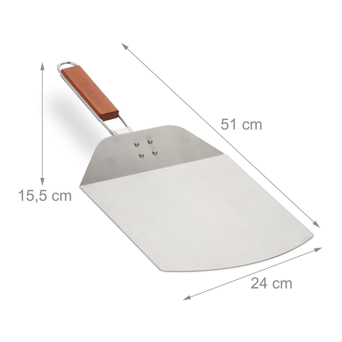Pizzaschieber mit Holzgriff Braun-Silber von Relaxdays