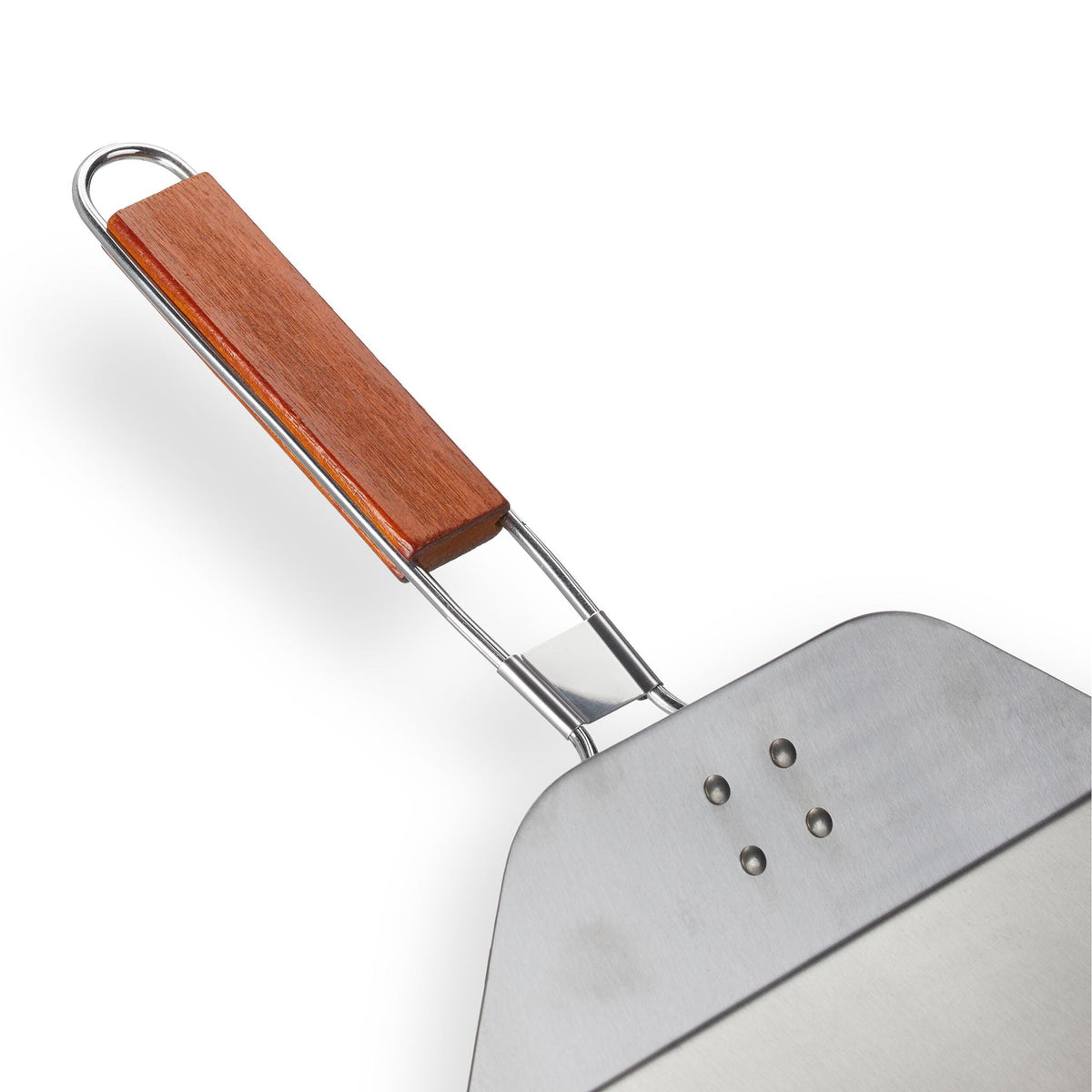 Pizzaschieber mit Holzgriff Braun-Silber von Relaxdays