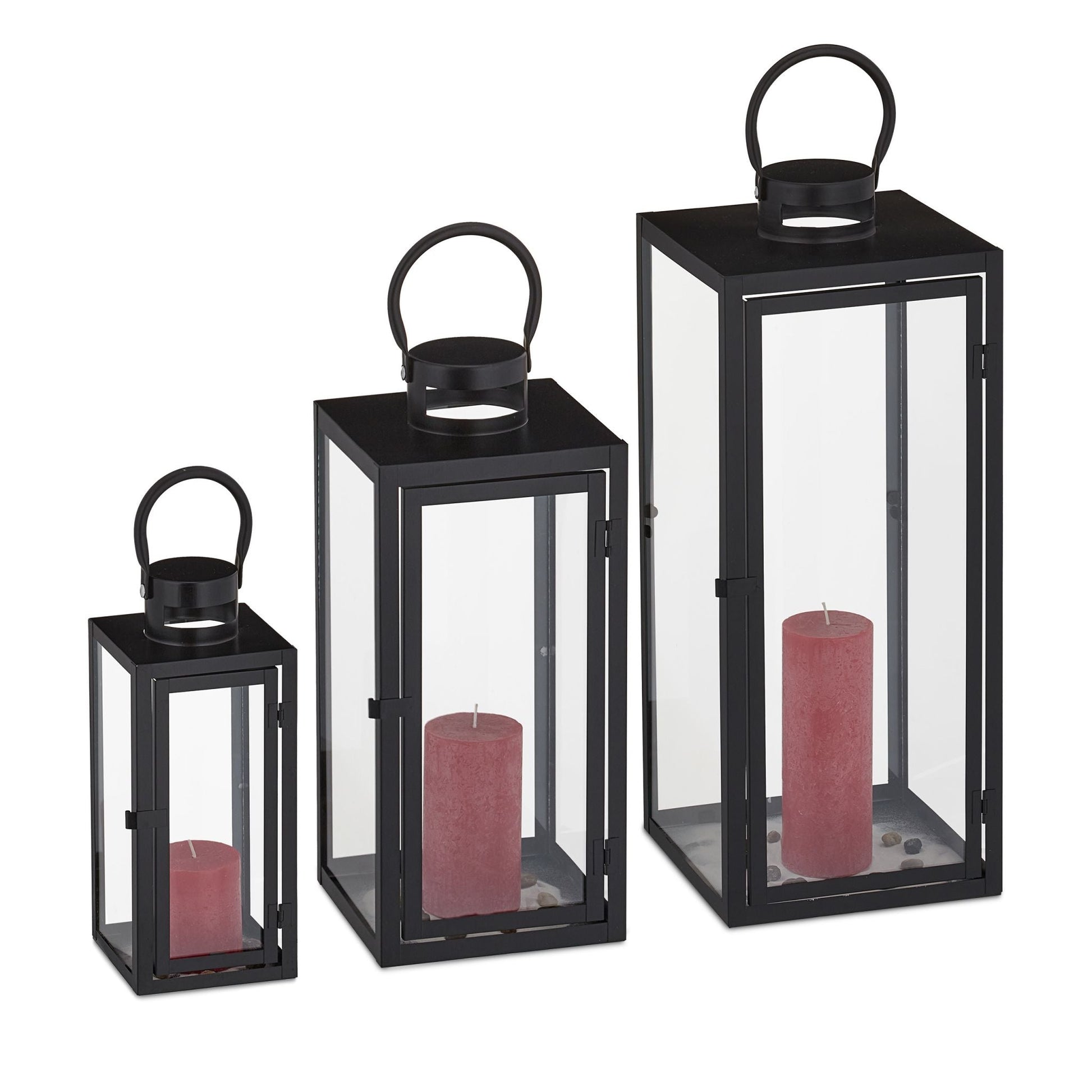 Laternen 3er-Set Schwarz-Transparent von Relaxdays