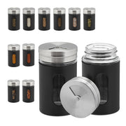 Gewürzstreuer 12er-Set Schwarz-Silber-Transparent von Relaxdays