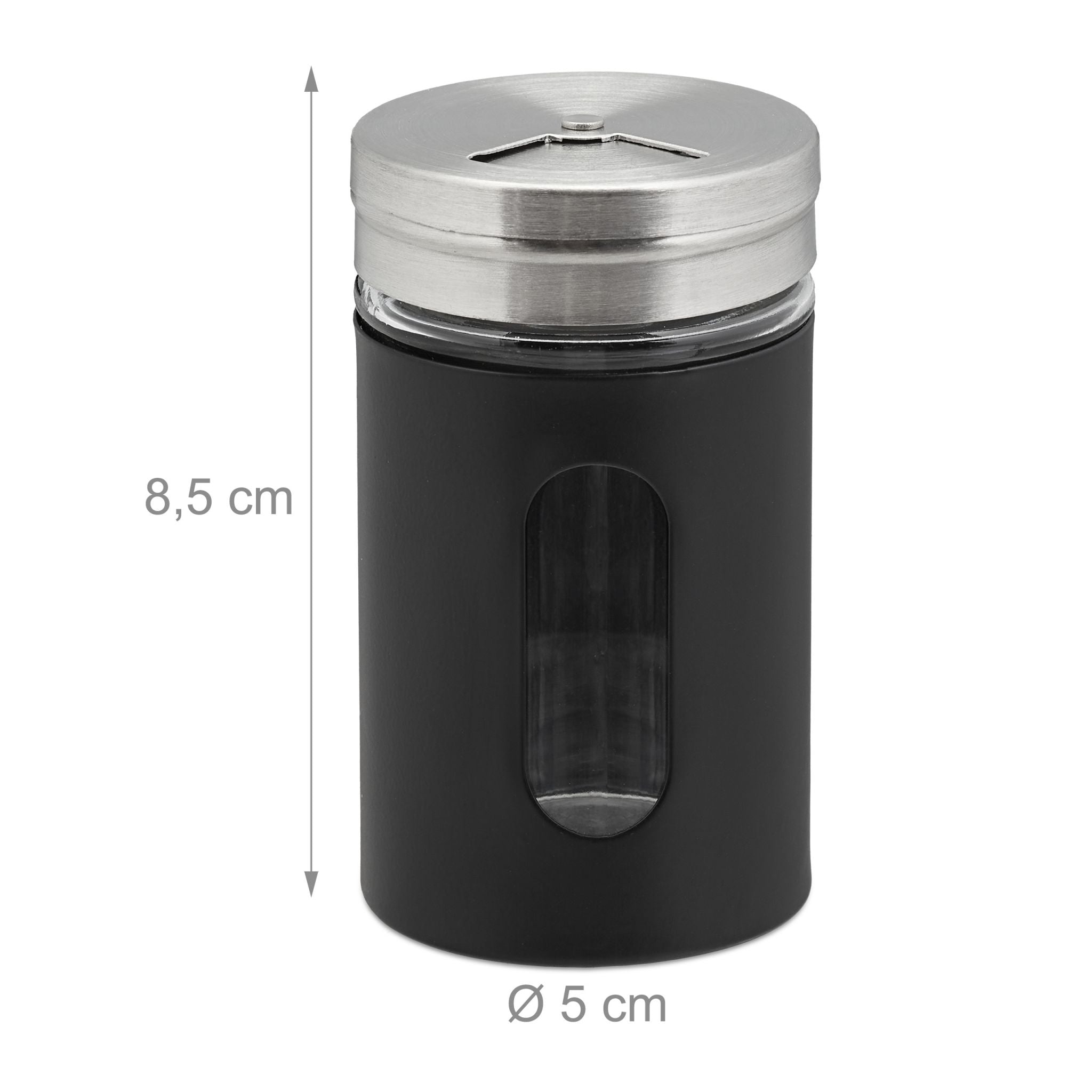 Gewürzstreuer 12er-Set Schwarz-Silber-Transparent von Relaxdays