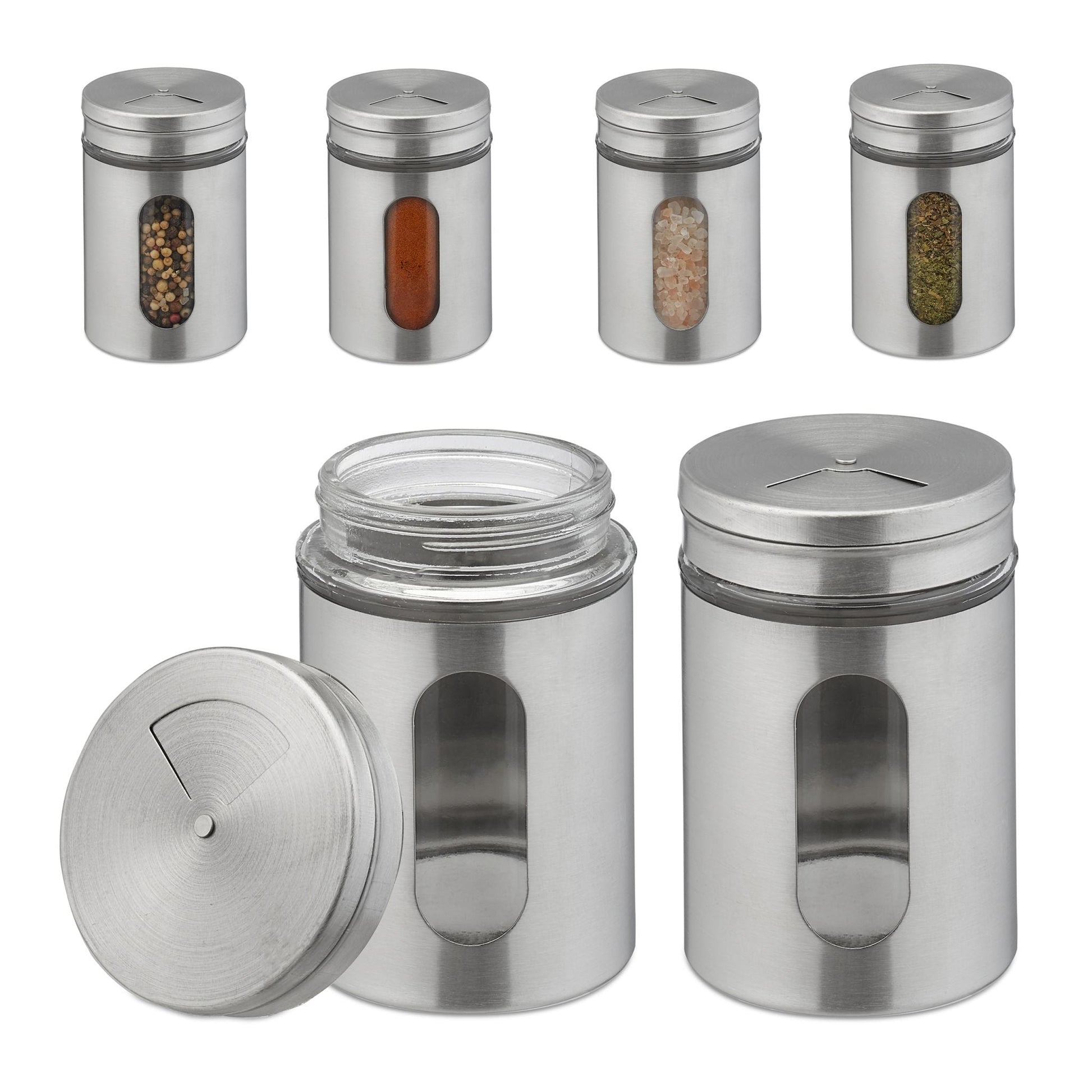 Gewürzstreuer XL 6er-Set Silber-Transparent von Relaxdays