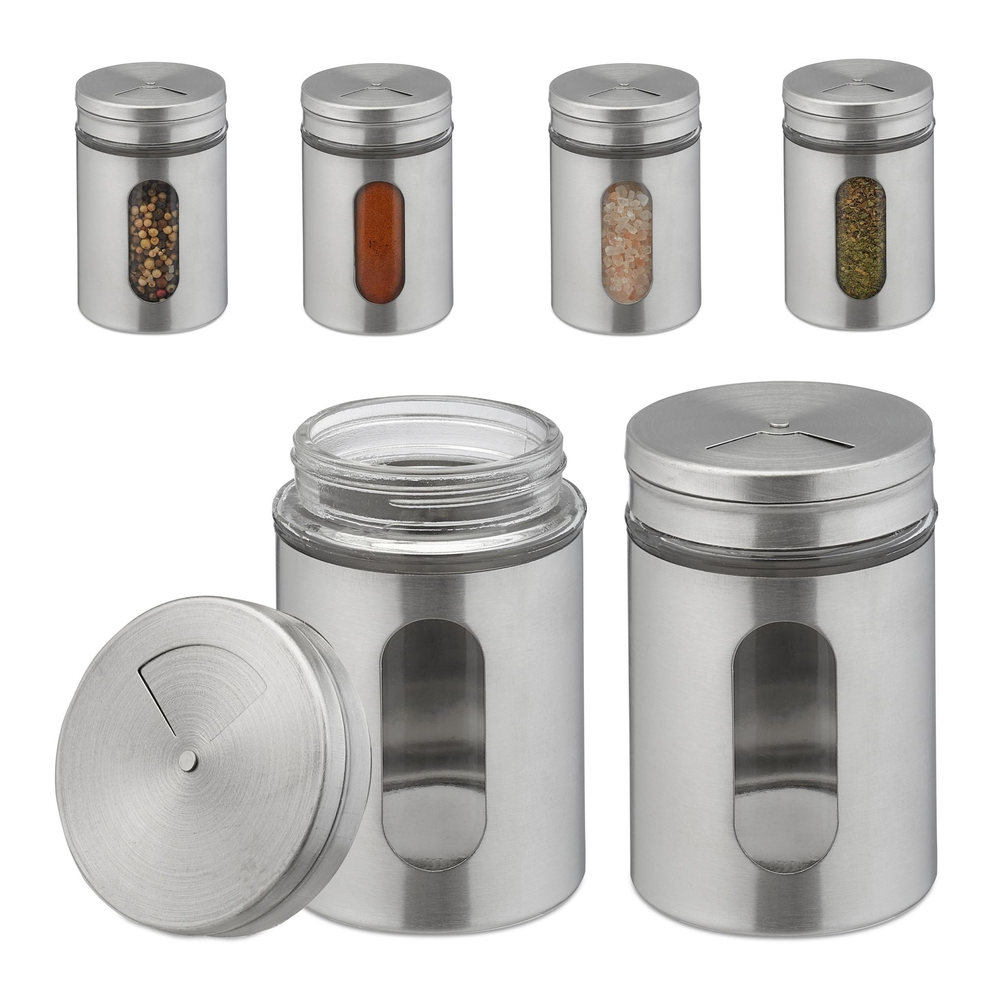 Gewürzstreuer XL 6er-Set Silber-Transparent von Relaxdays