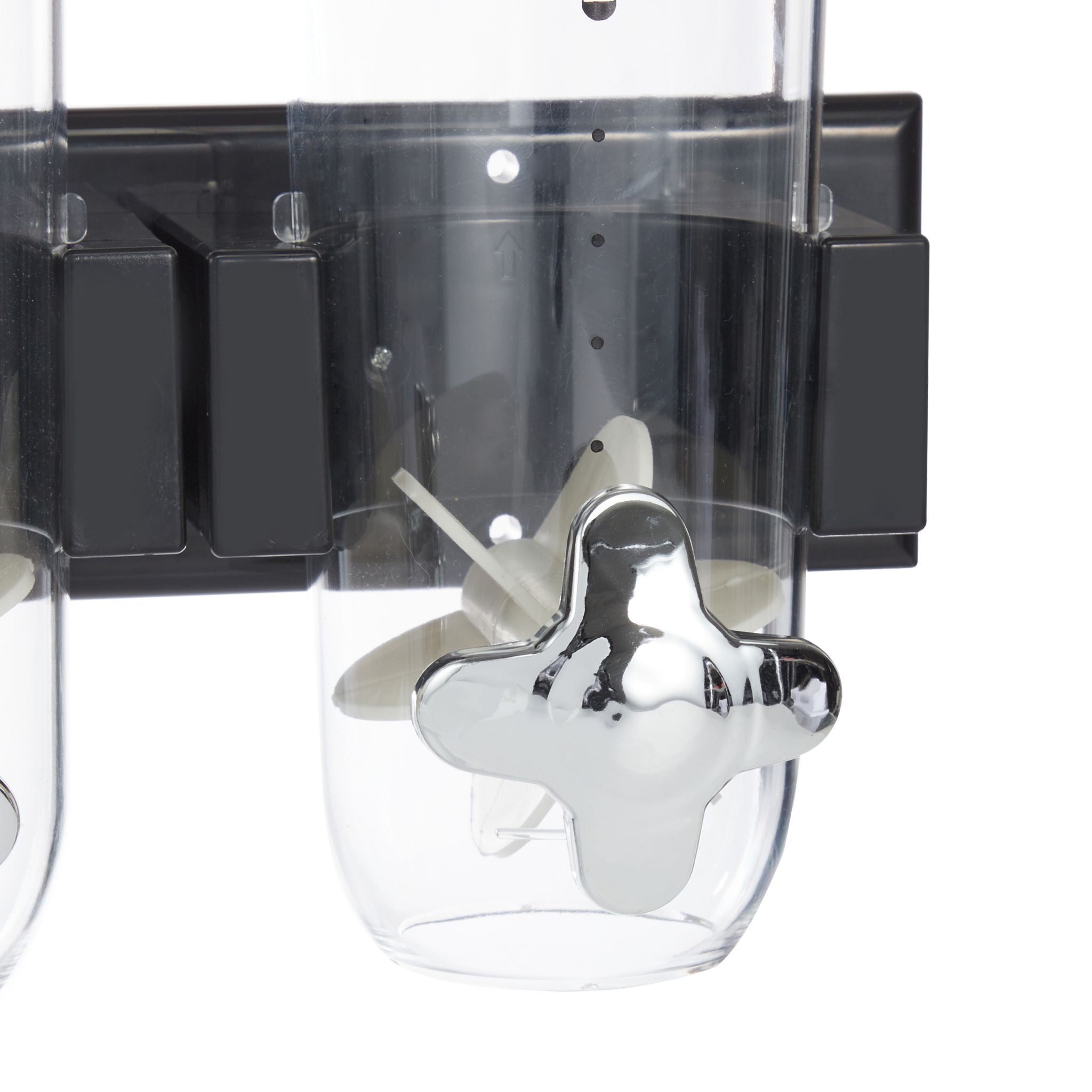 Doppelter Müslispender Wandmontage Schwarz-Silber-Transparent von Relaxdays