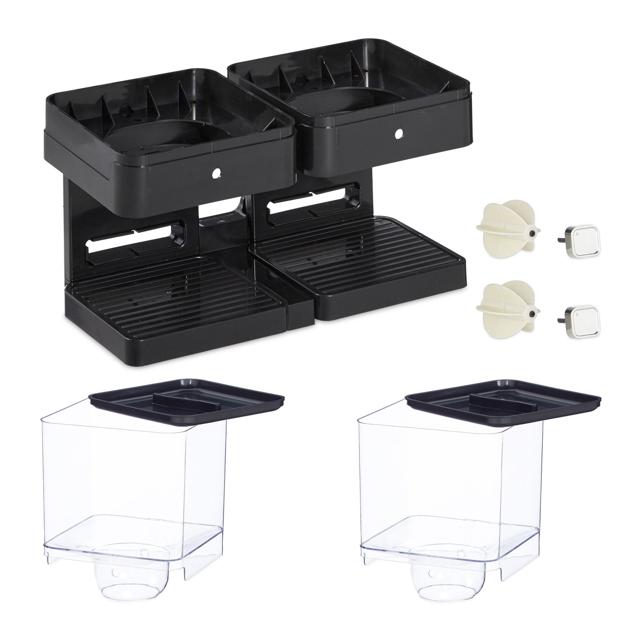 Doppelter Müslispender Schwarz-Silber-Transparent von Relaxdays