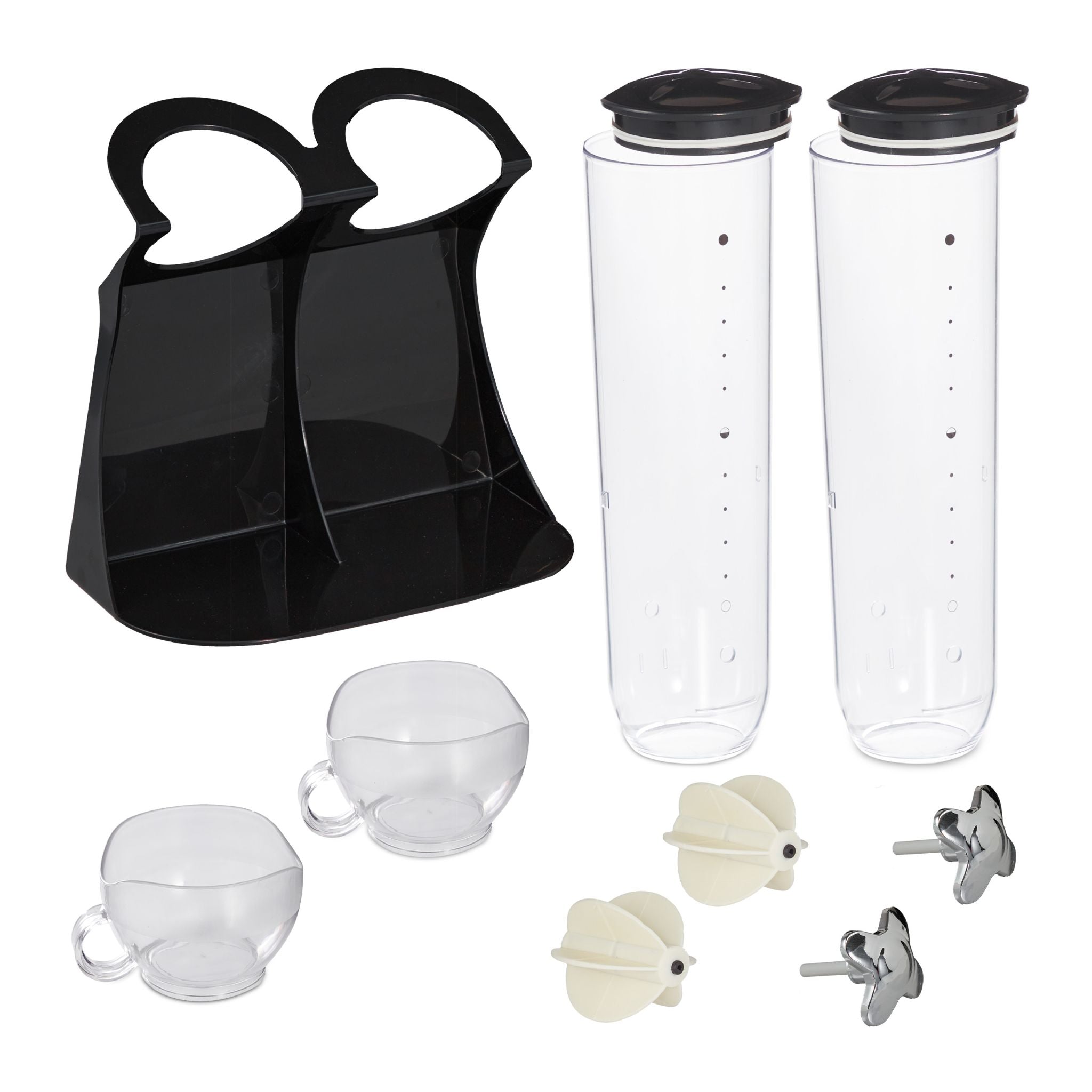 Doppelter Müslispender Schwarz-Silber-Transparent von Relaxdays