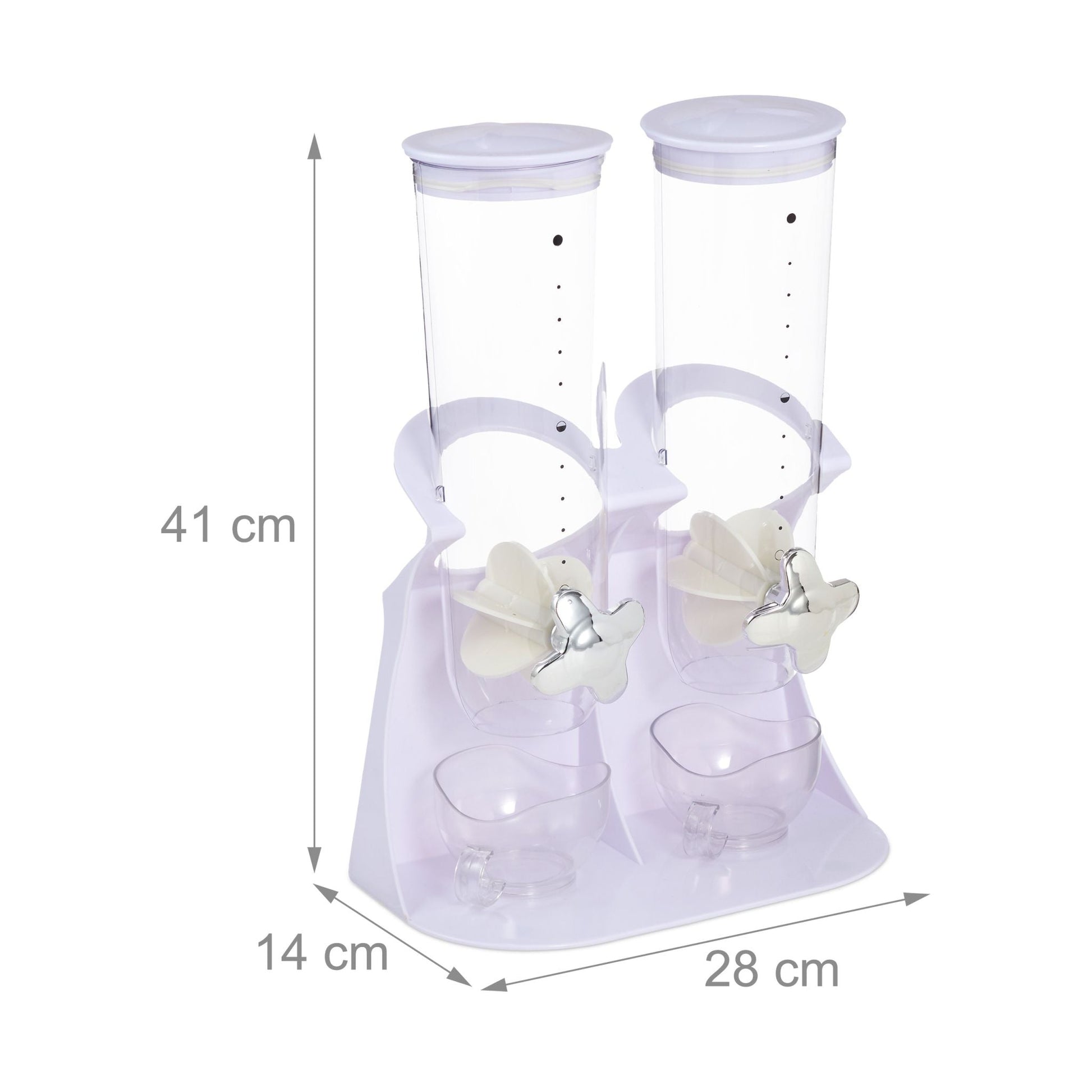 Doppelter Müslispender Weiss-Silber-Transparent von Relaxdays