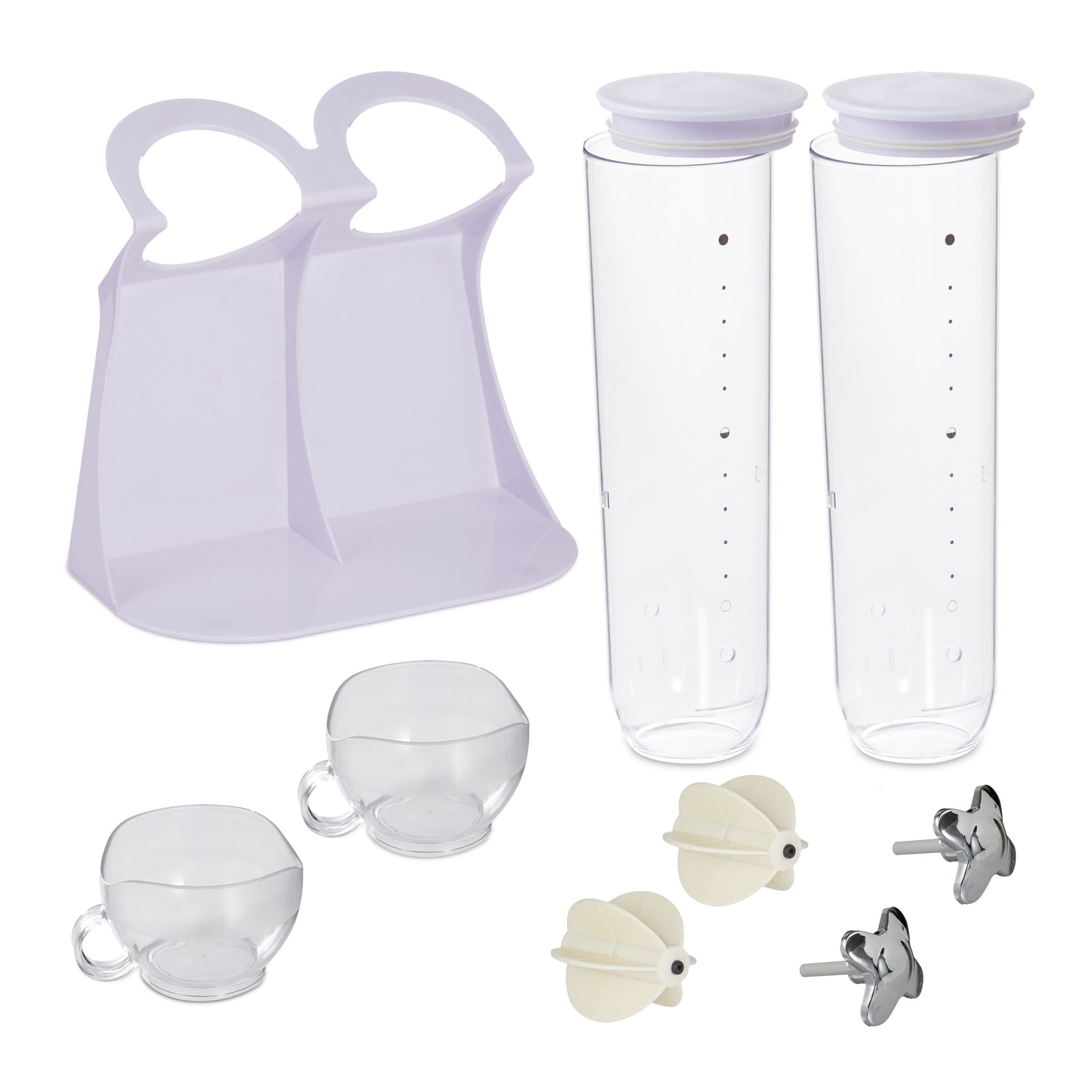 Doppelter Müslispender Weiss-Silber-Transparent von Relaxdays