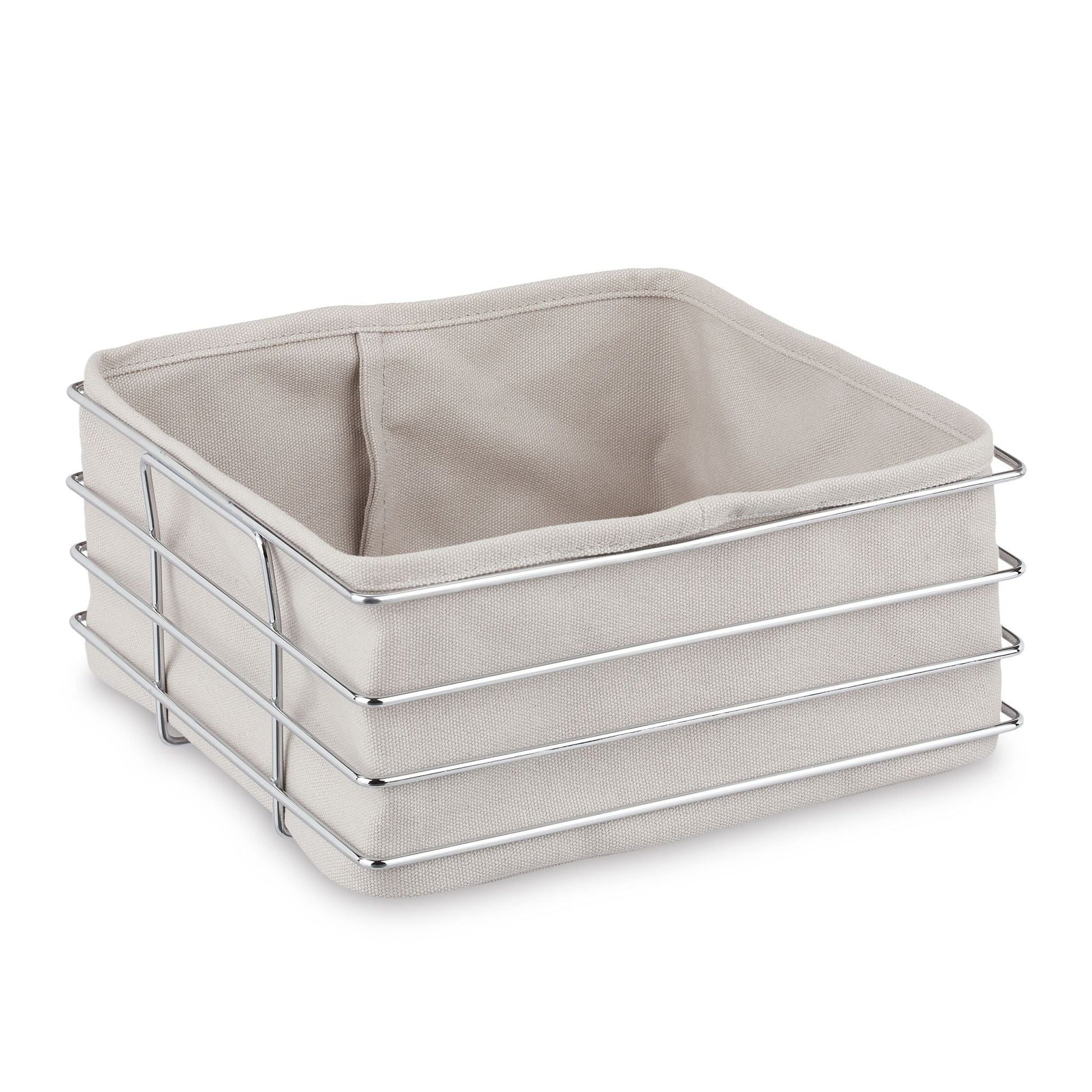 Brotkorb Metall mit Stoffeinsatz Silber-Grau von Relaxdays