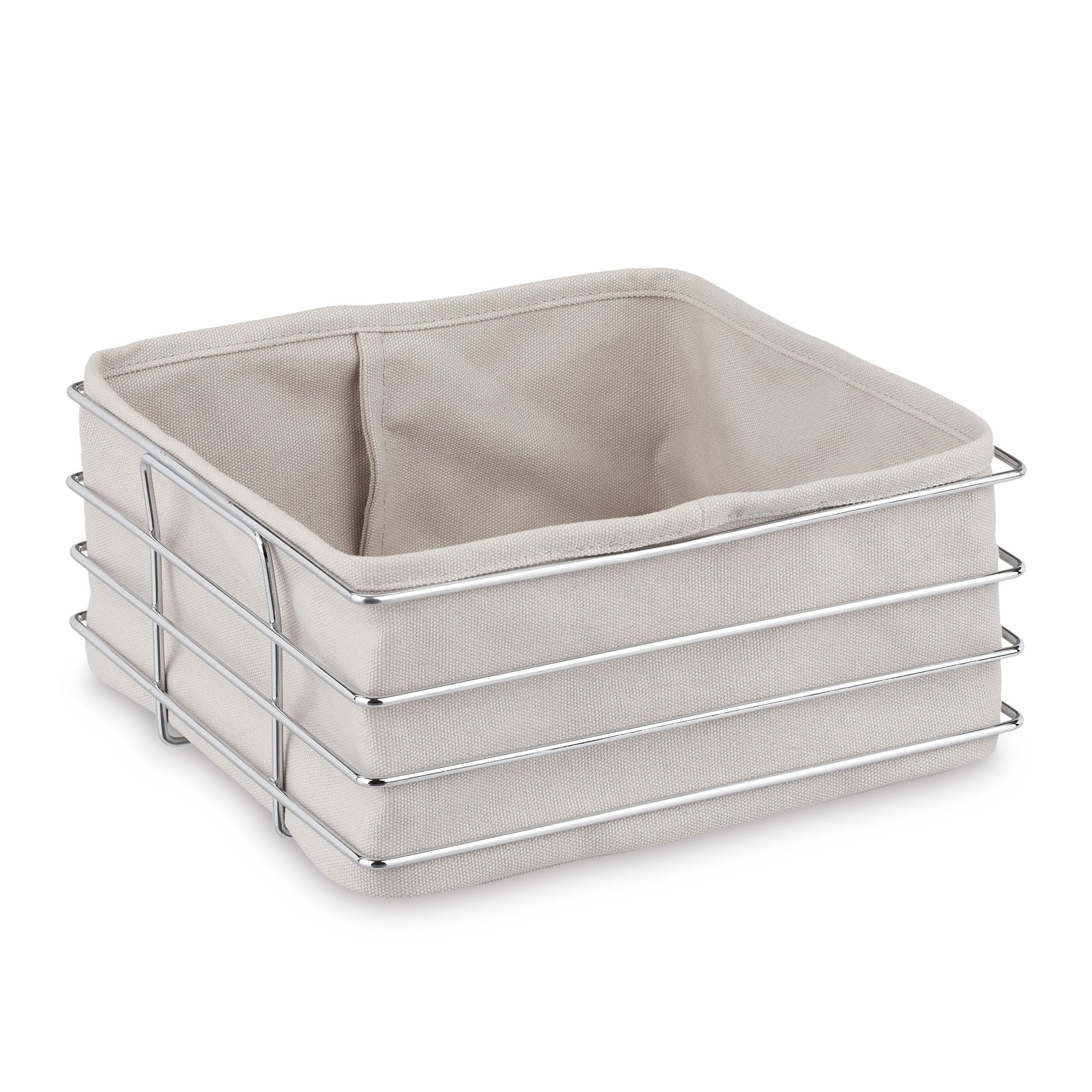 Brotkorb Metall mit Stoffeinsatz Silber-Grau von Relaxdays