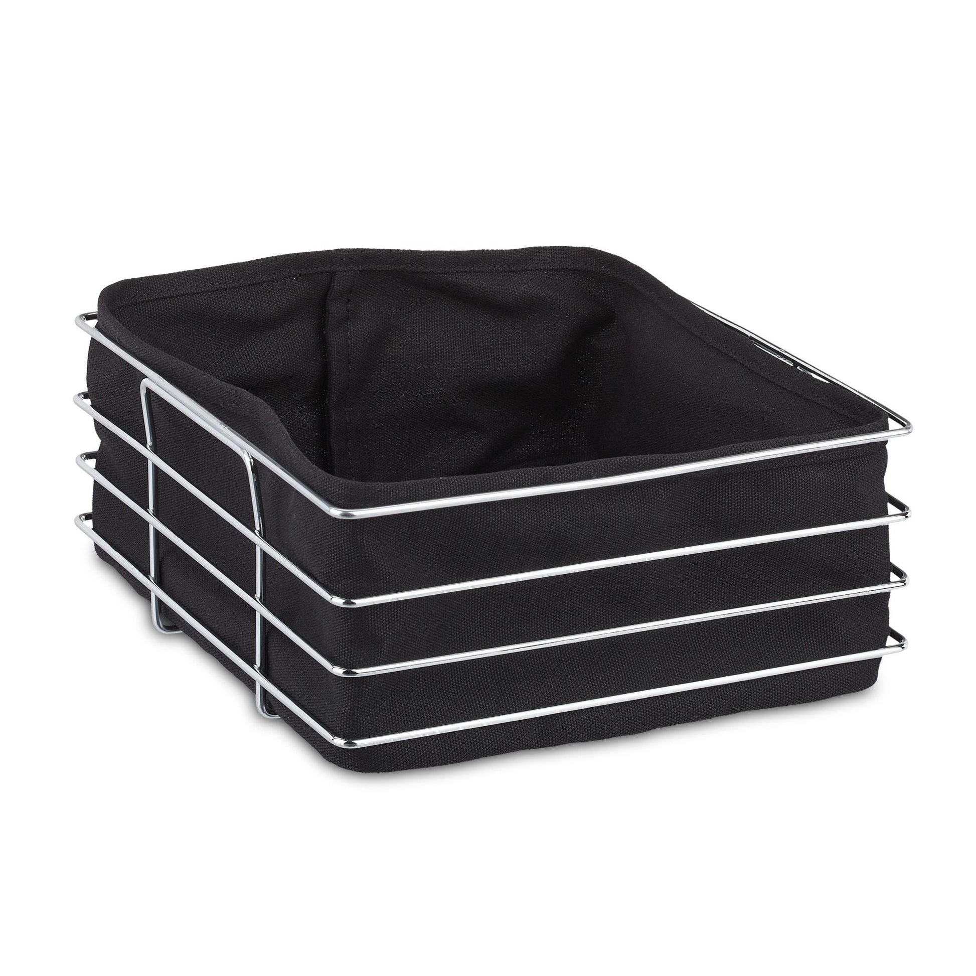Brotkorb Metall mit Stoffeinsatz Schwarz-Silber von Relaxdays