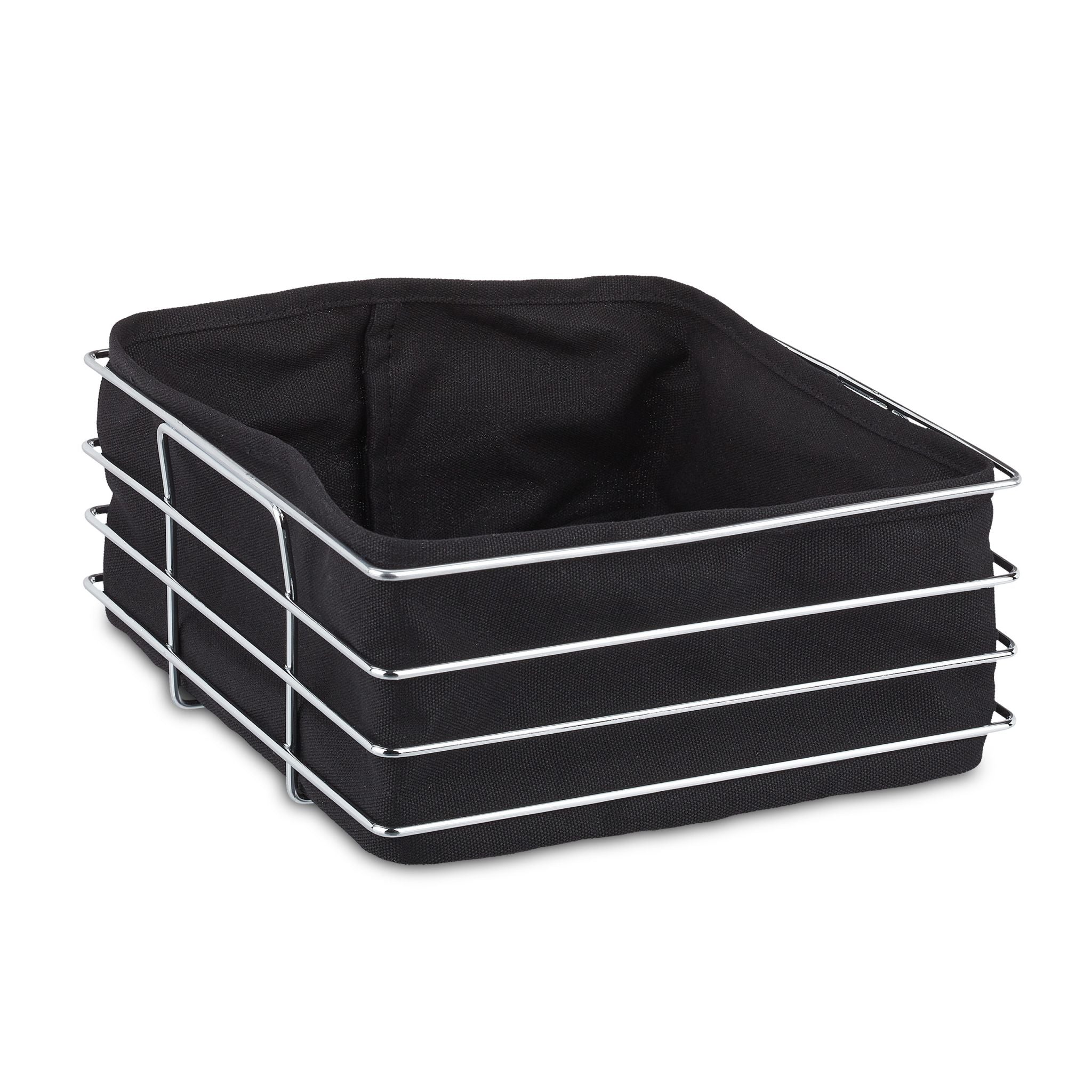 Brotkorb Metall mit Stoffeinsatz Schwarz-Silber von Relaxdays