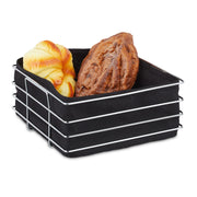 Brotkorb Metall mit Stoffeinsatz Schwarz-Silber von Relaxdays