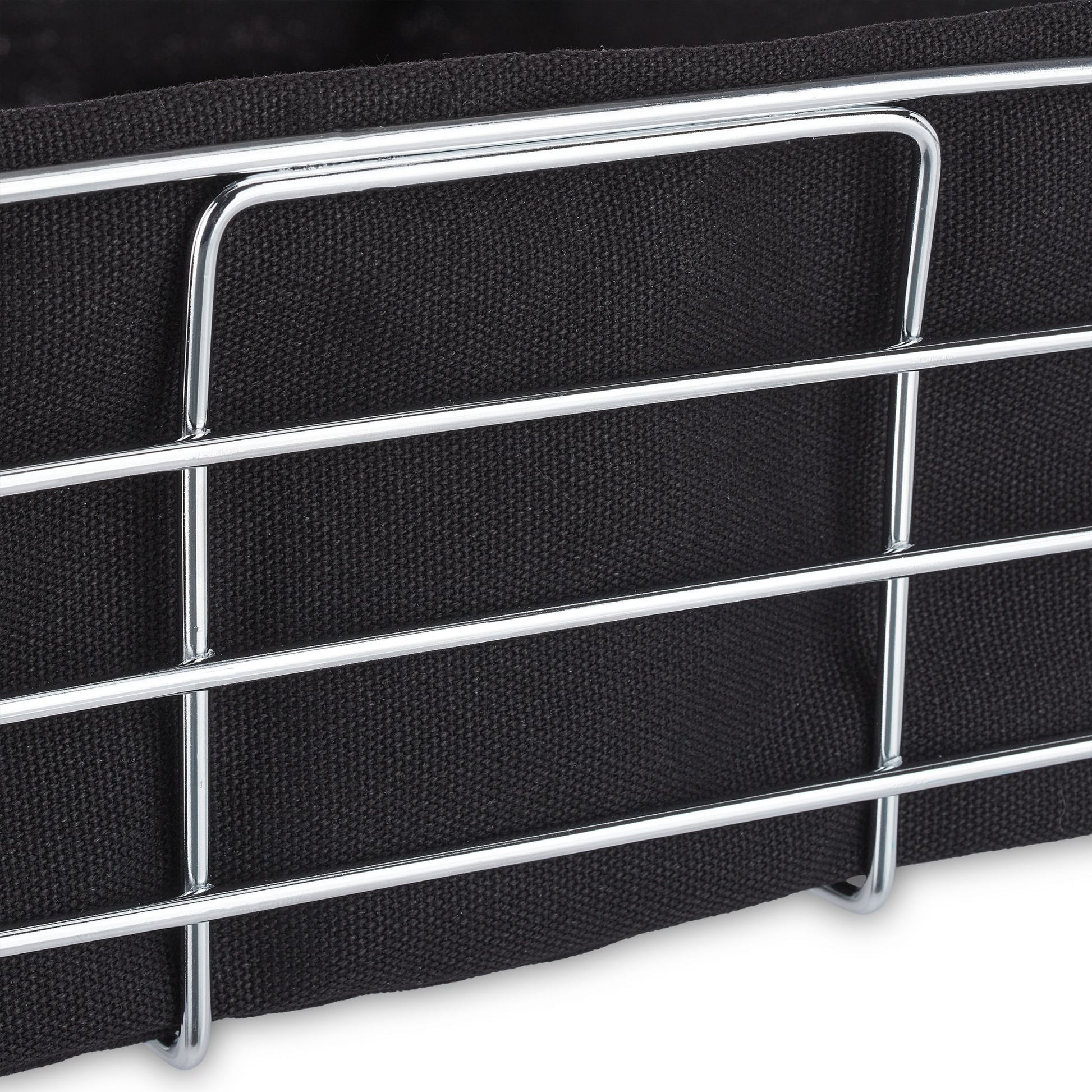 Brotkorb Metall mit Stoffeinsatz Schwarz-Silber von Relaxdays