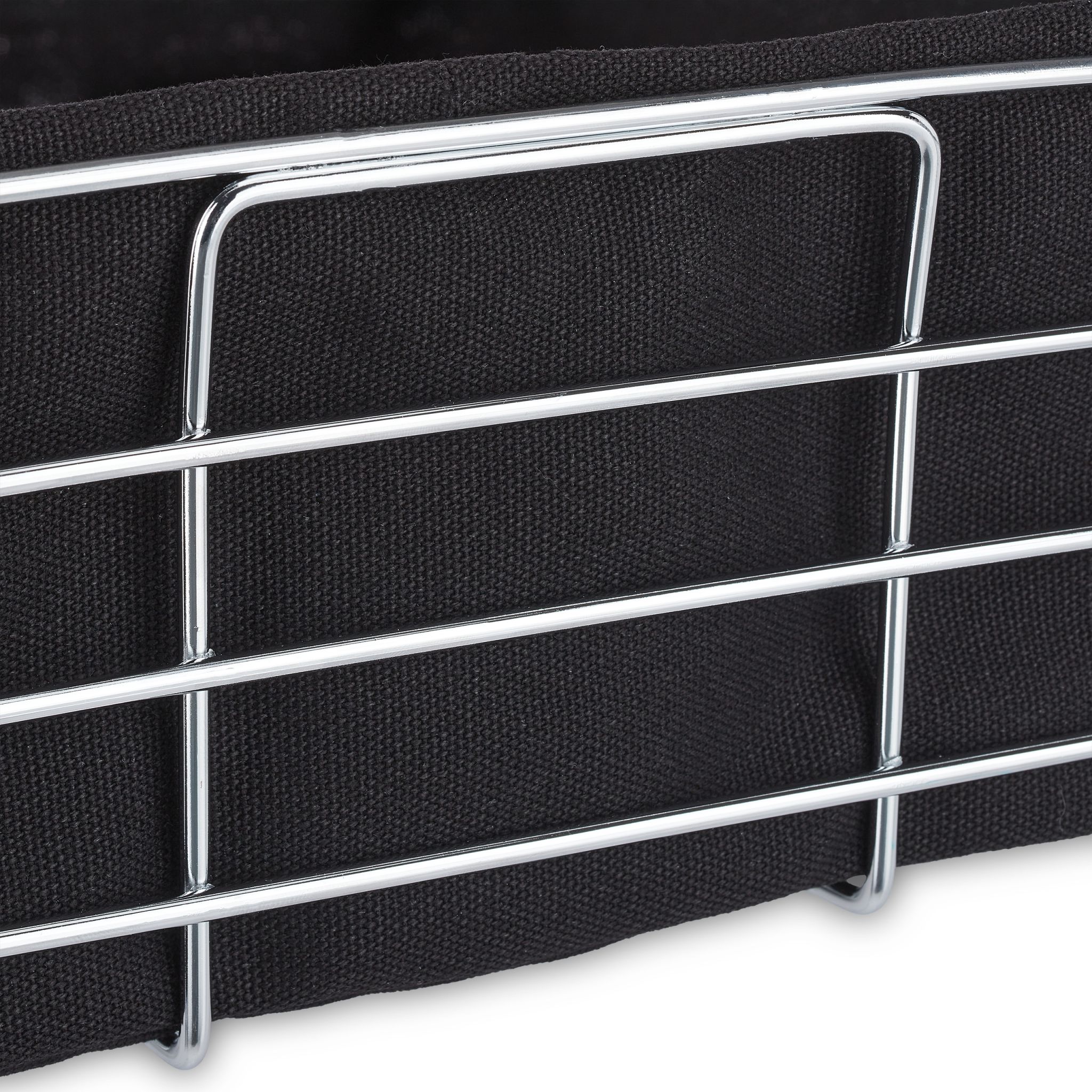 Brotkorb Metall mit Stoffeinsatz Schwarz-Silber von Relaxdays