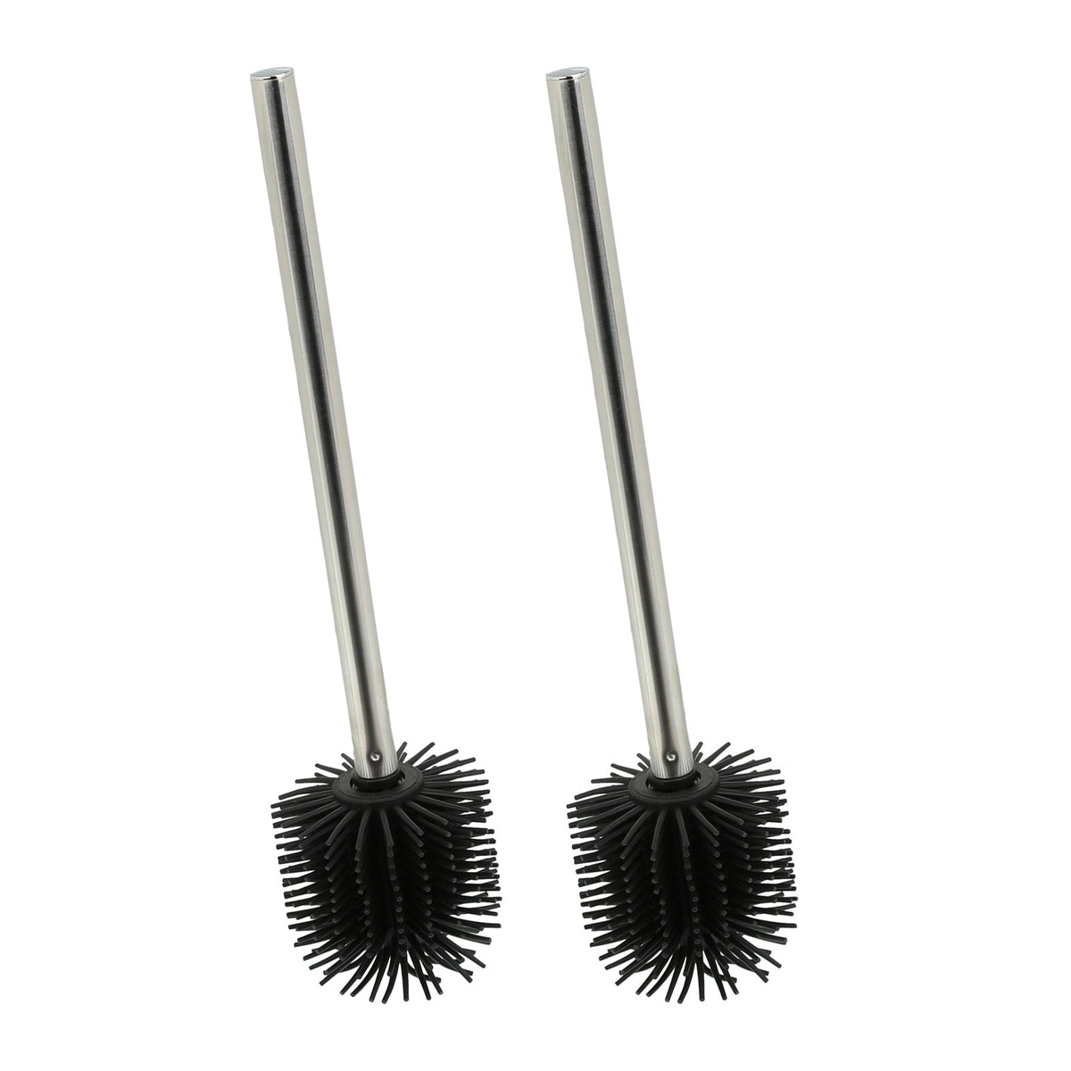 Toilettenbürste Silikon 2er-Set Schwarz-Silber von Relaxdays