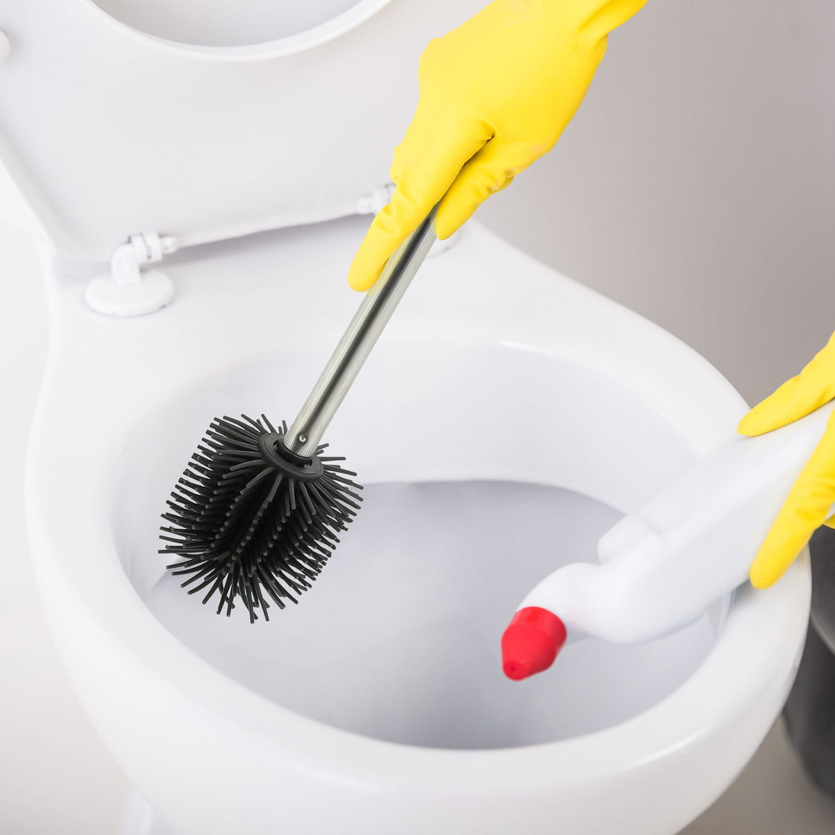 Toilettenbürste Silikon 2er-Set Schwarz-Silber von Relaxdays