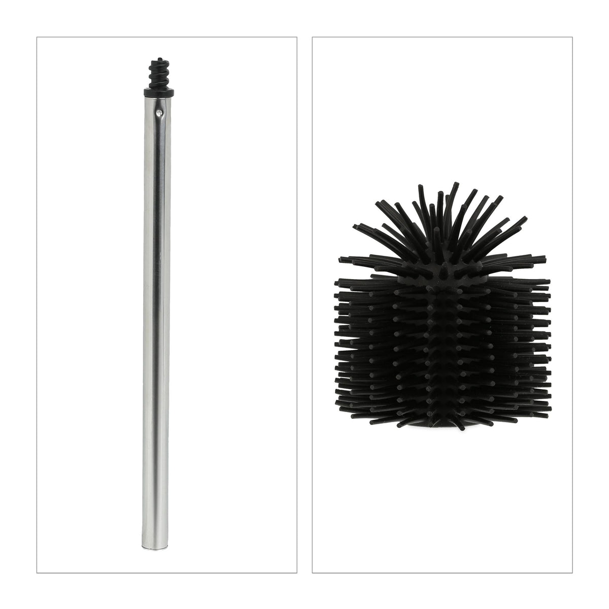 Toilettenbürste Silikon 2er-Set Schwarz-Silber von Relaxdays