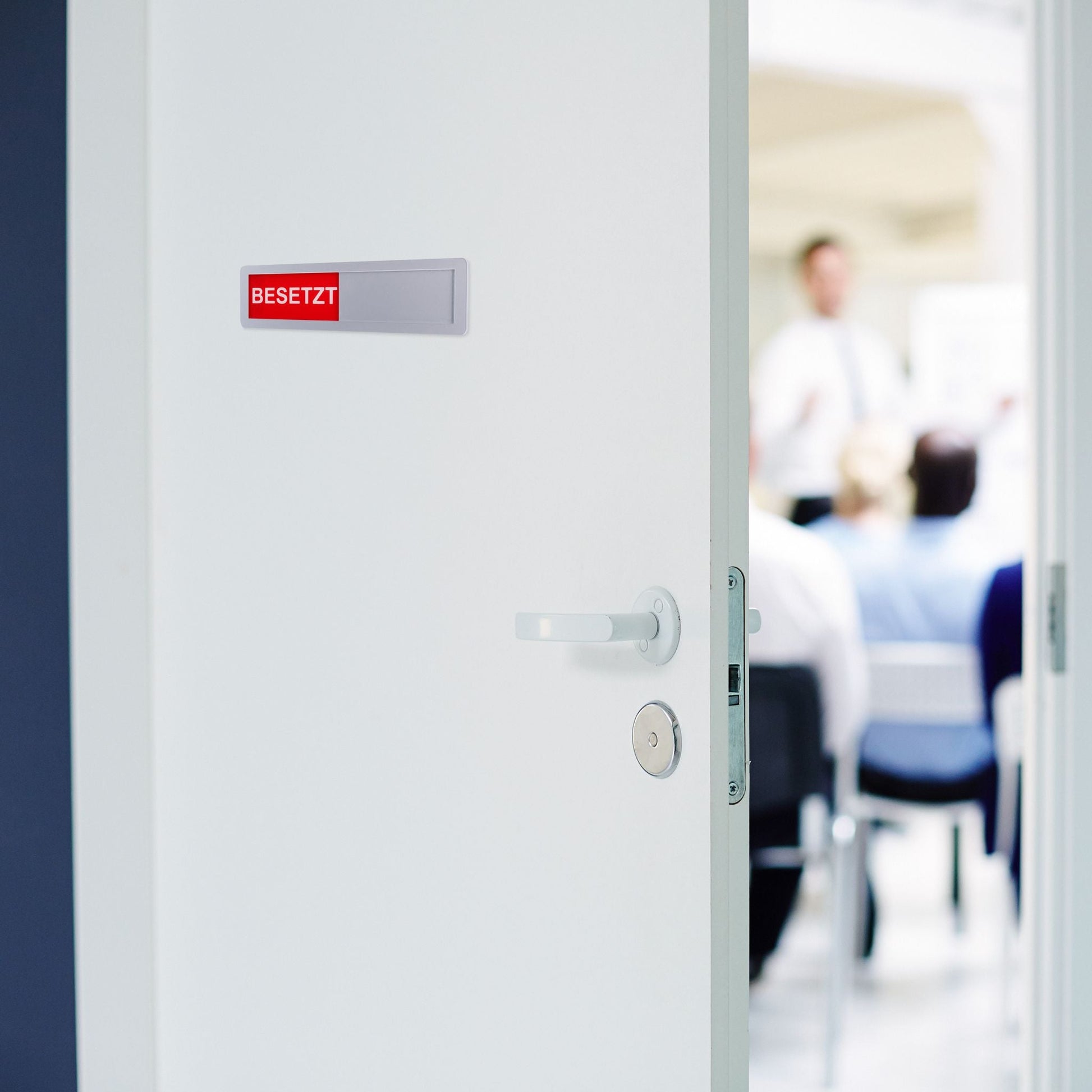 Türschild Besetzt Frei 2er-Set Grün-Rot-Silber von Relaxdays