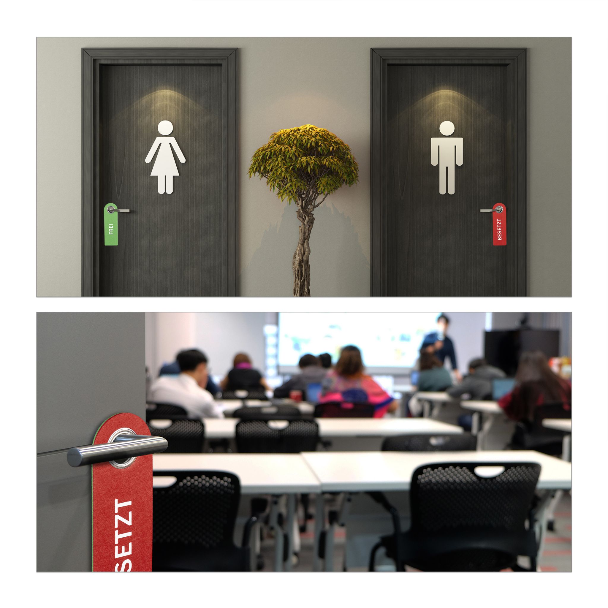 Türschild Besetzt Frei 3er-Set Weiss-Grün-Rot von Relaxdays