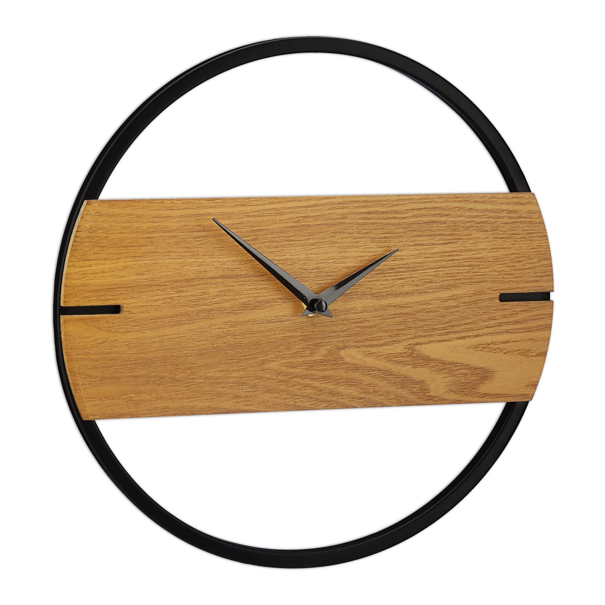 Wanduhr Holzoptik Hellbraun-Schwarz von Relaxdays