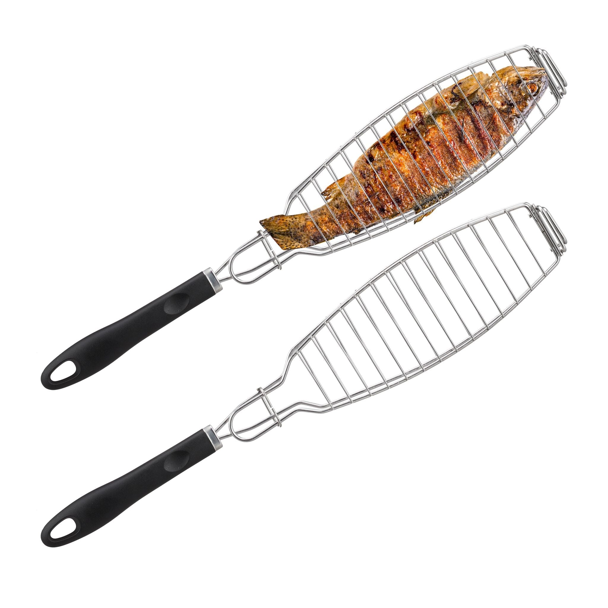 Fischbräter 2er-Set Schwarz-Silber von Relaxdays