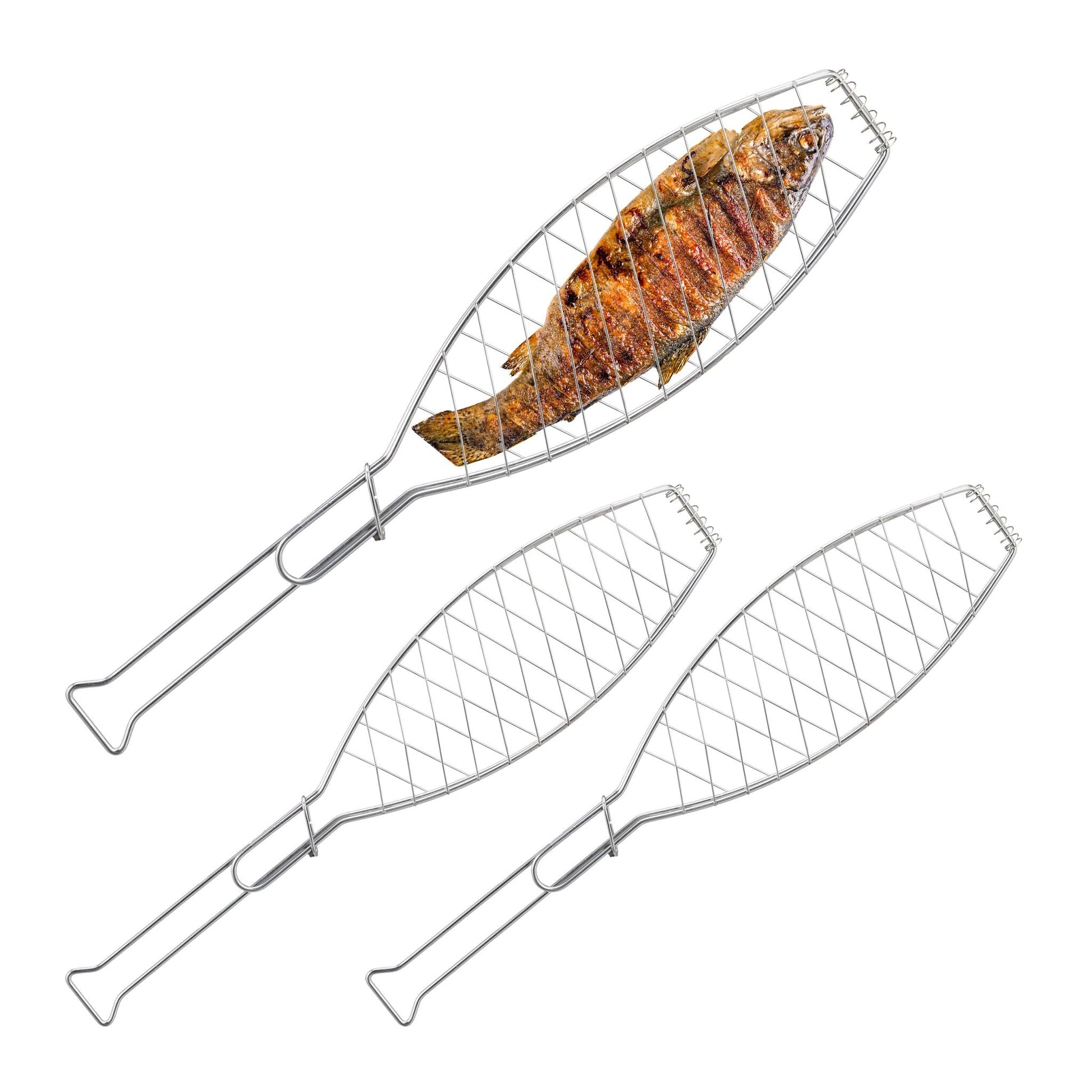 Fischbräter 3er-Set Silber von Relaxdays