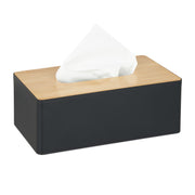 Tücherbox mit Bambusdeckel Hellbraun-Schwarz von Relaxdays