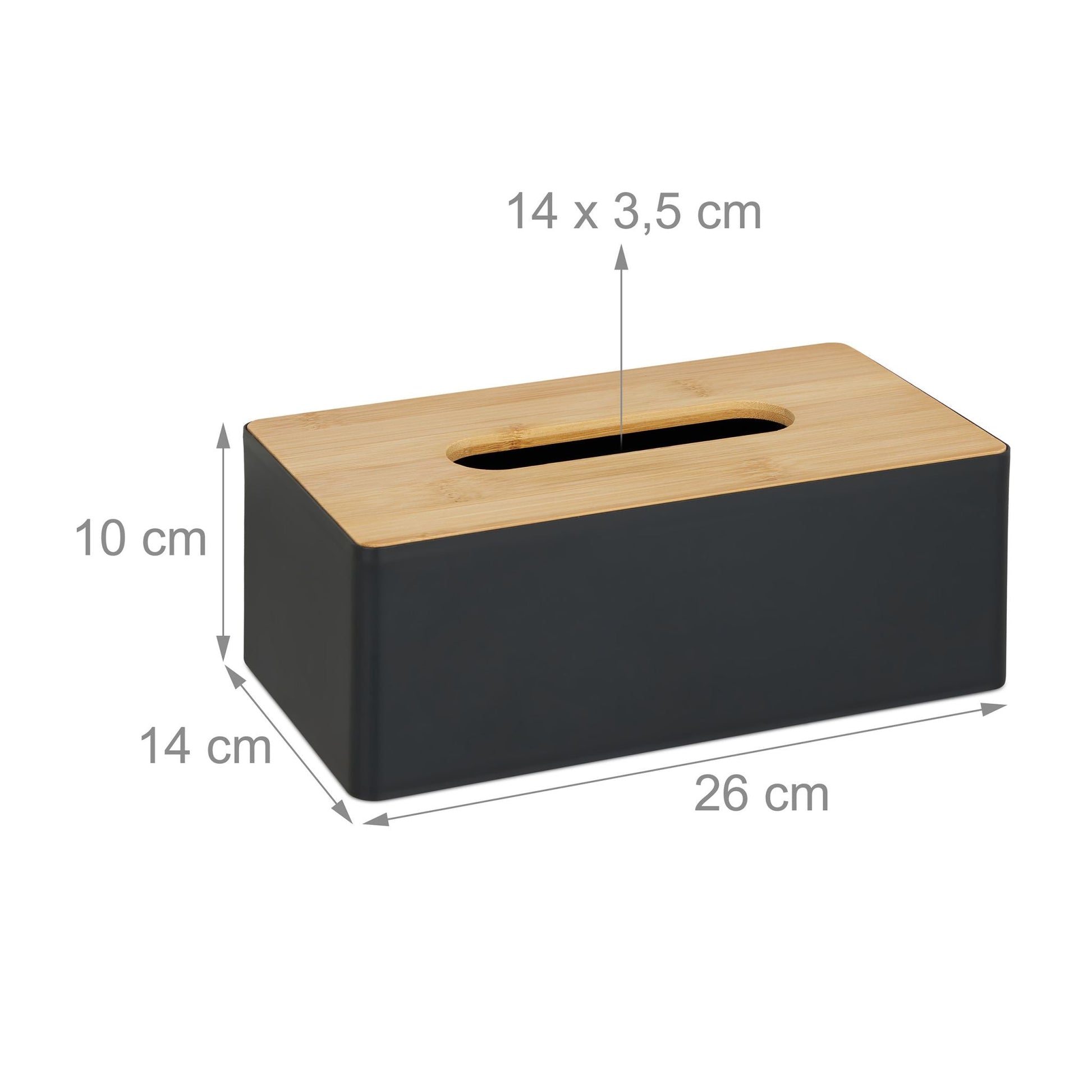 Tücherbox mit Bambusdeckel Hellbraun-Schwarz von Relaxdays